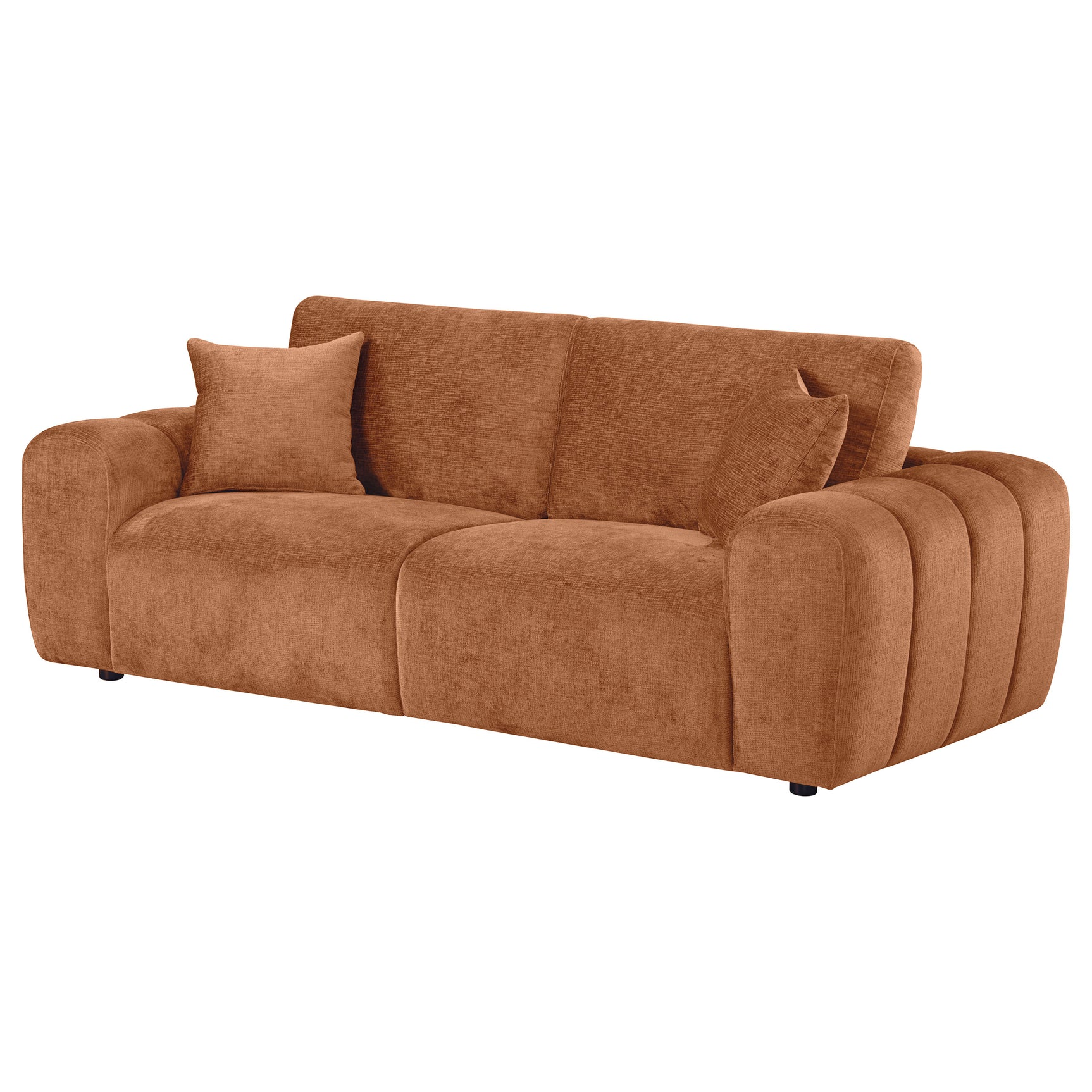 Burnett Burnt Orange Chenille Upholstered Wide Arm Sofa - Ornate Home