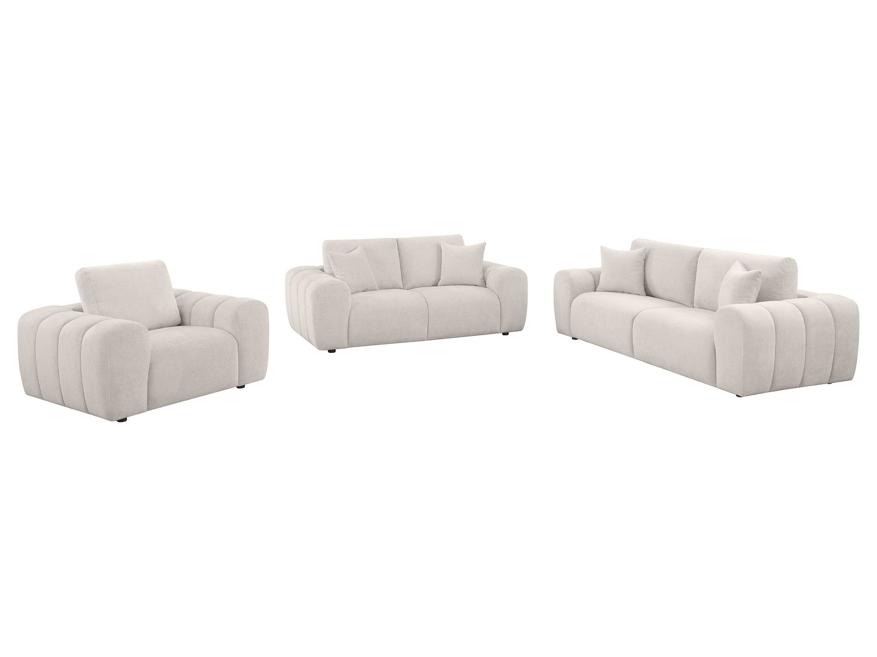 Burnett Ivory 3-piece Chenille Upholstered Sofa Set - Ornate Home