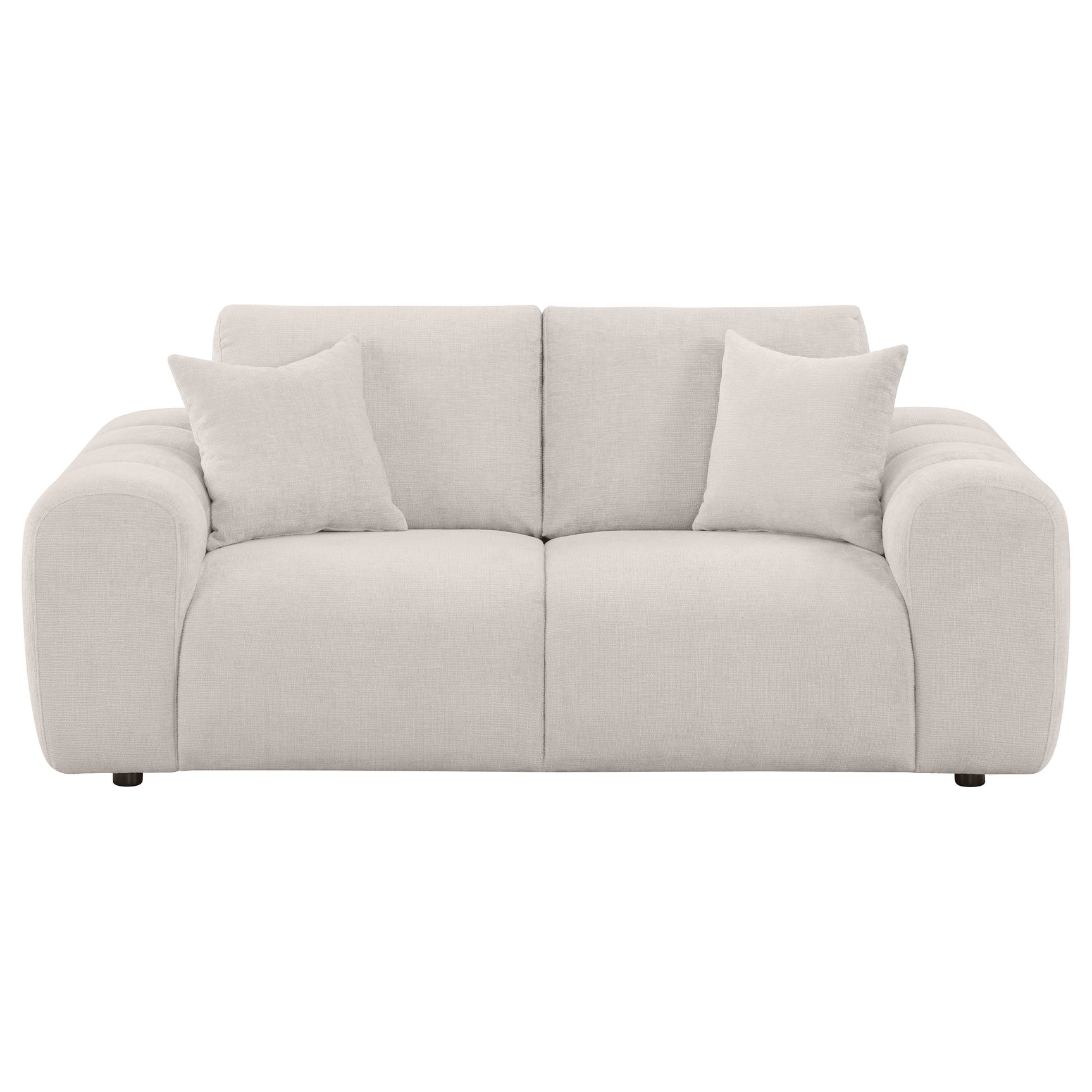 Burnett Ivory Chenille Upholstered Wide Arm Loveseat - Ornate Home