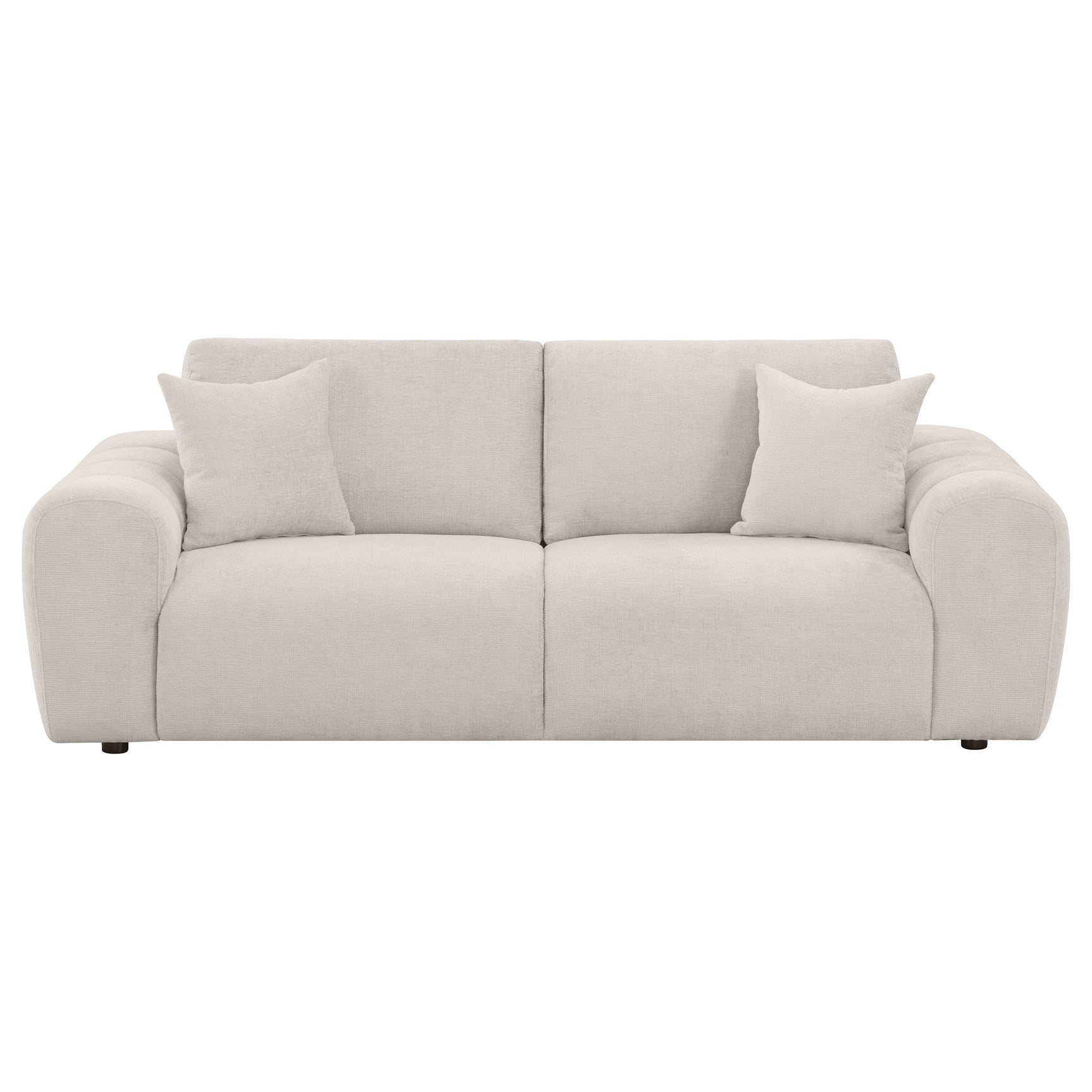 Burnett Ivory Chenille Upholstered Wide Arm Sofa - Ornate Home