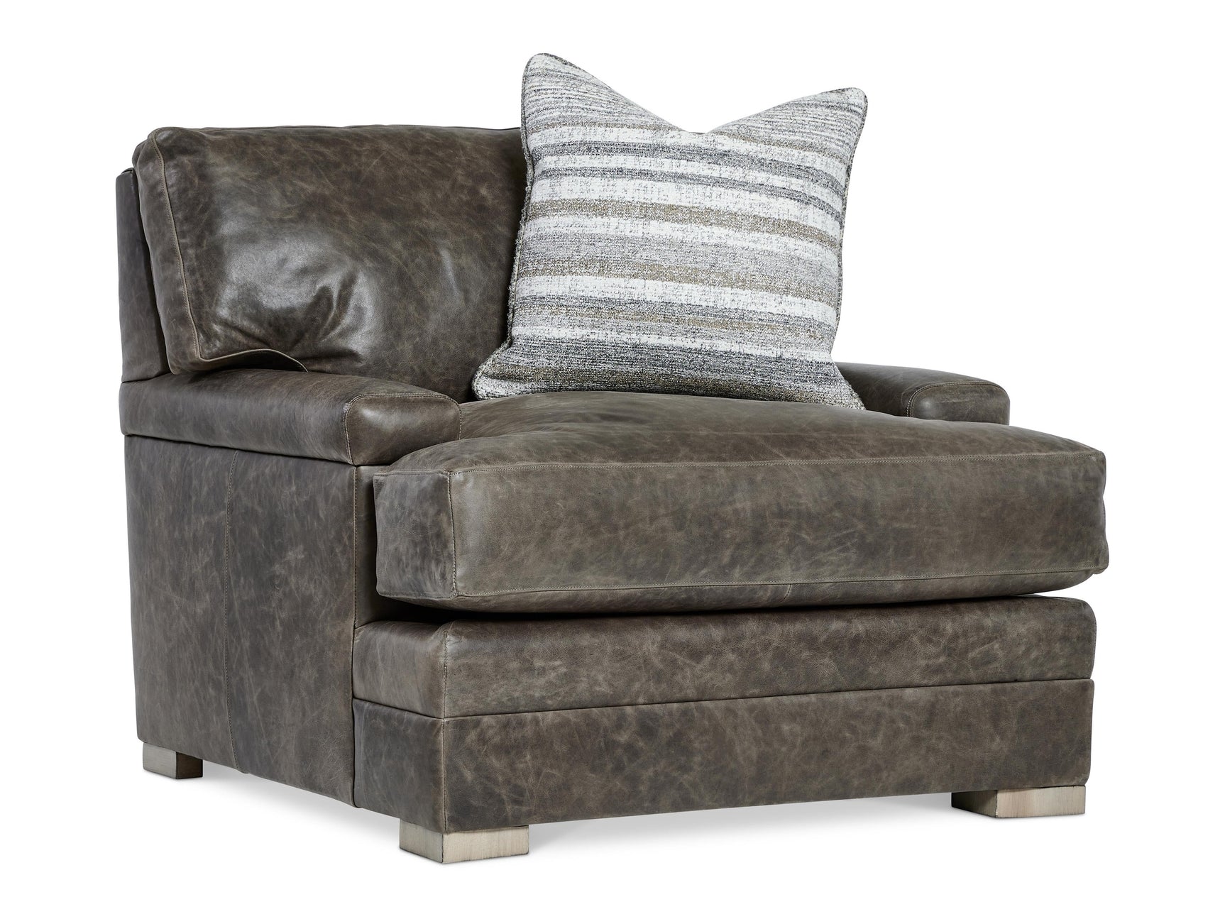 Burnham Brown/Grey Leather Chair - Ornate Home