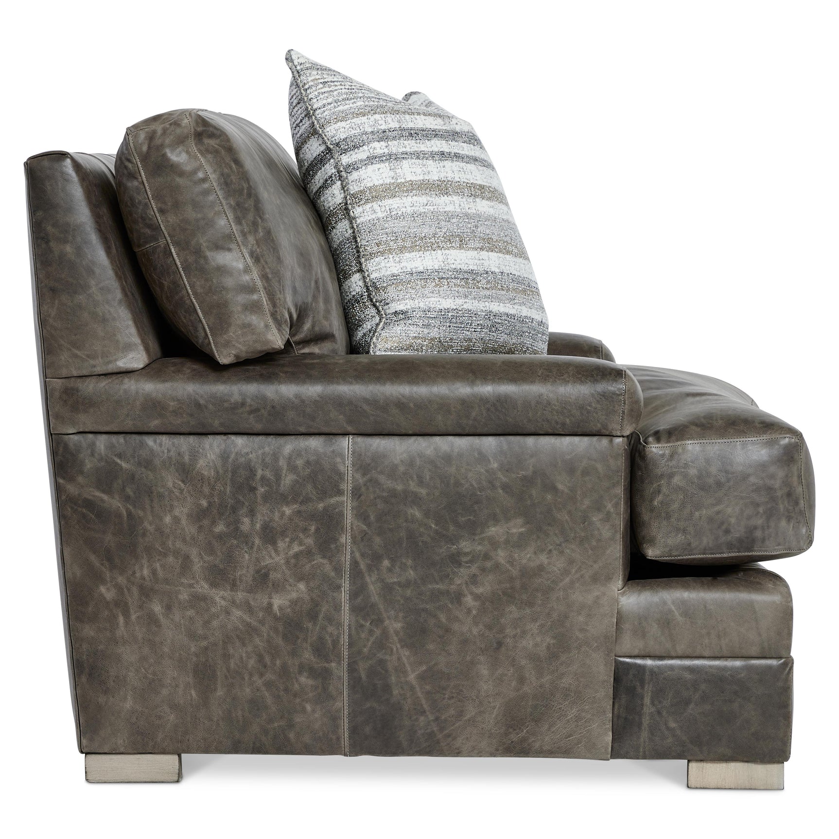 Burnham Brown/Grey Leather Chair - Ornate Home