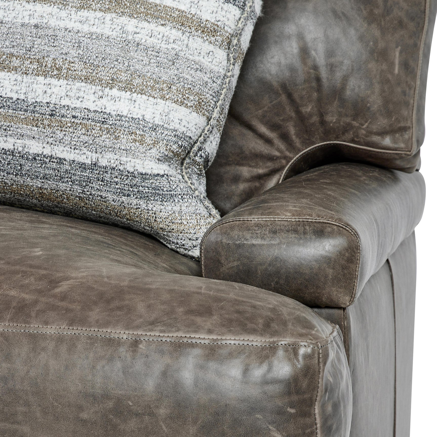 Burnham Brown/Grey Leather Chair - Ornate Home