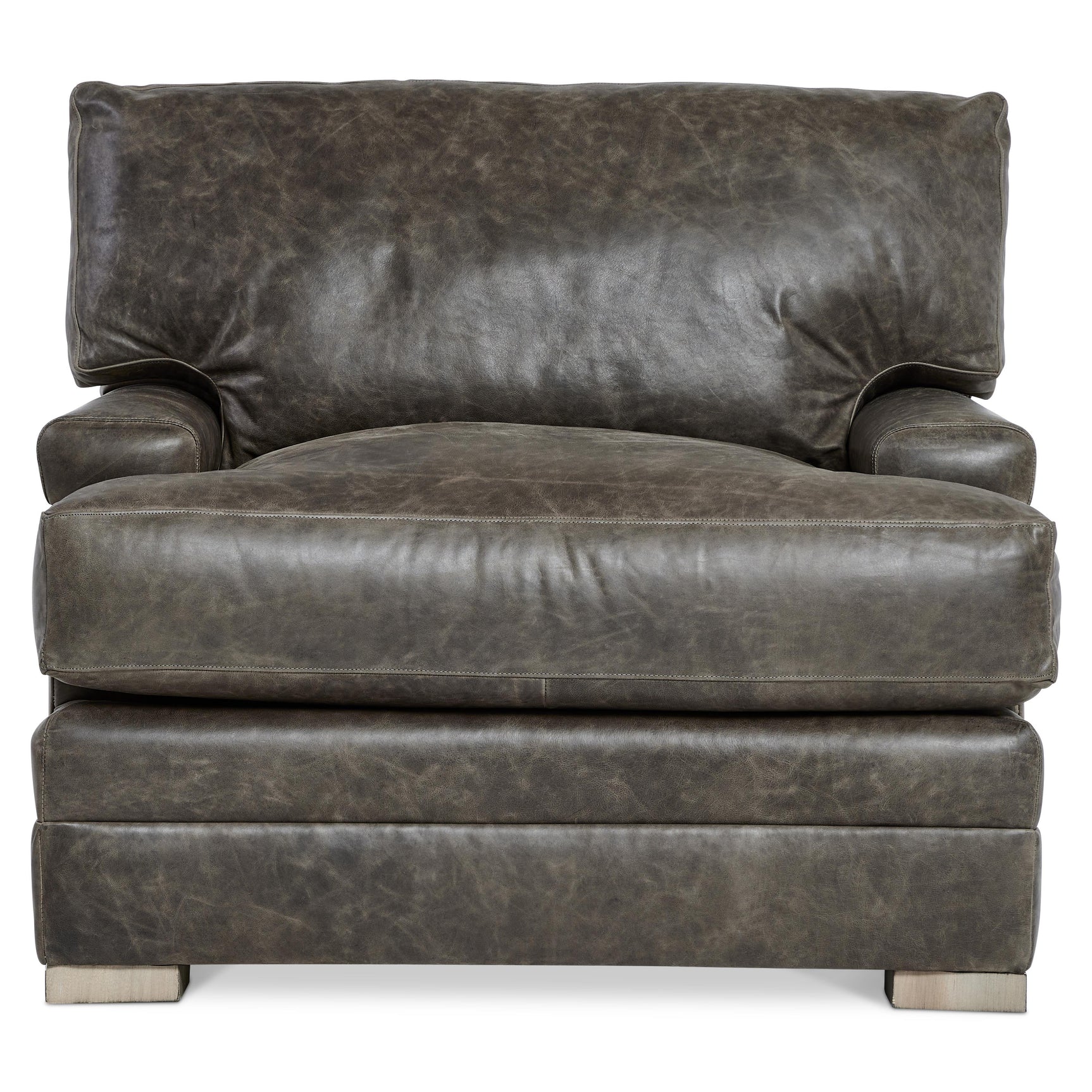 Burnham Brown/Grey Leather Chair - Ornate Home