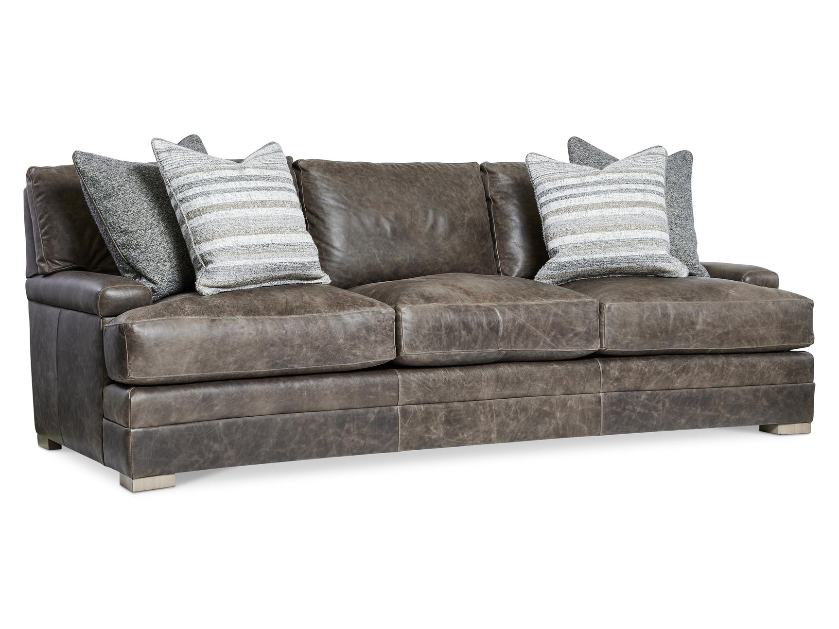 Burnham Brown/Grey Leather Sofa - Ornate Home
