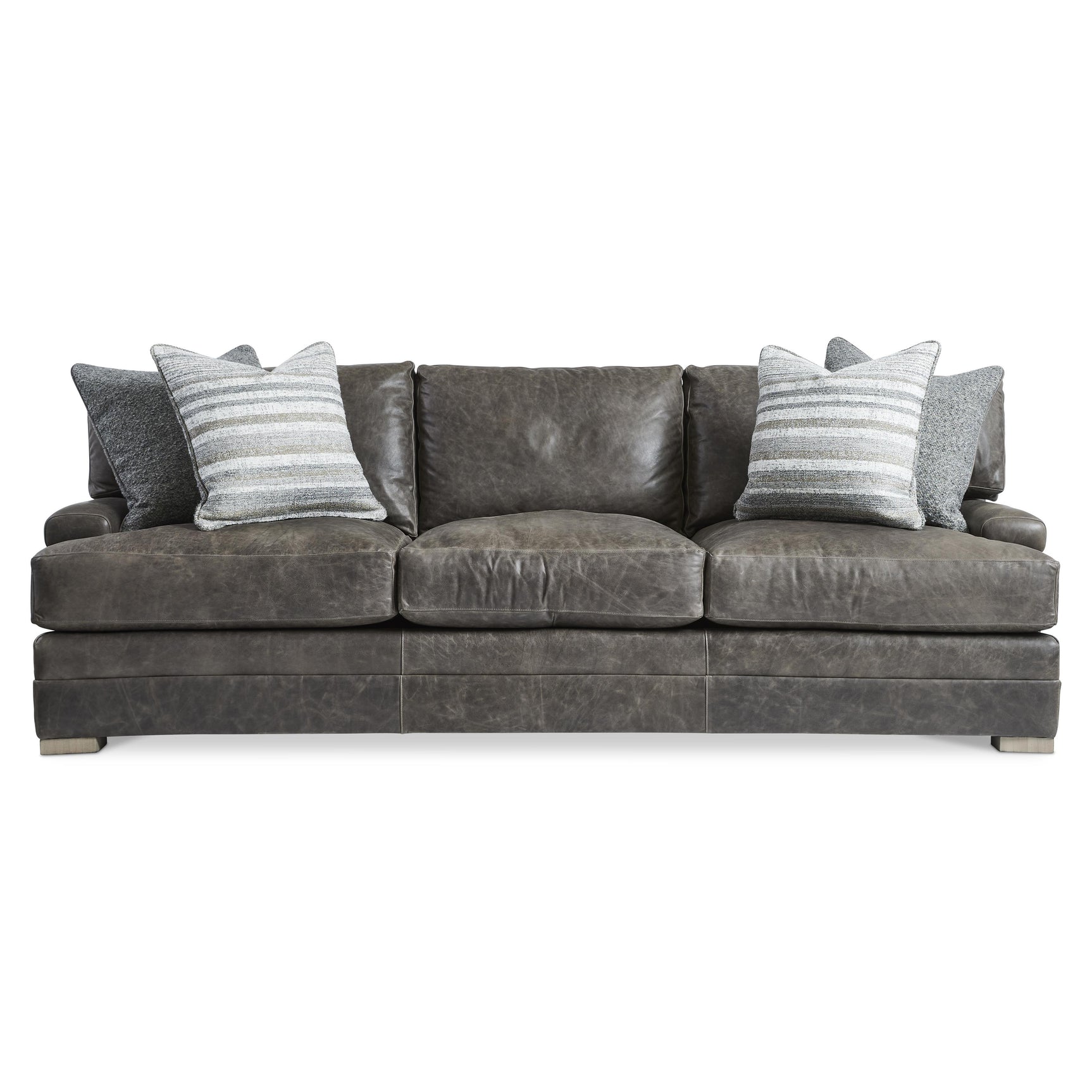 Burnham Brown/Grey Leather Sofa - Ornate Home