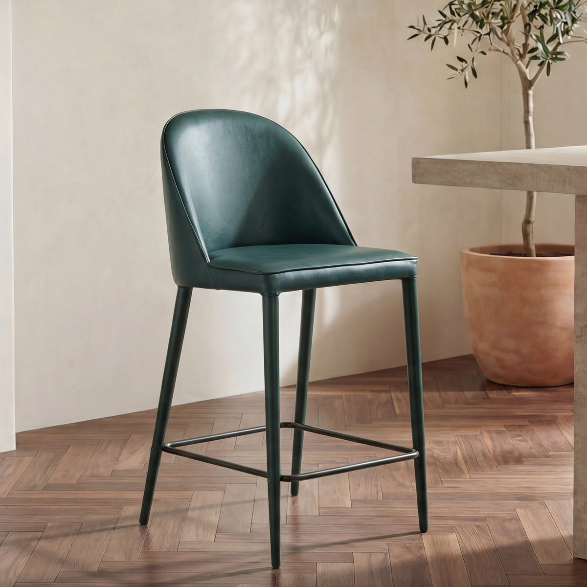Burton Dark Teal Vegan Leather Counter Stool - Ornate Home
