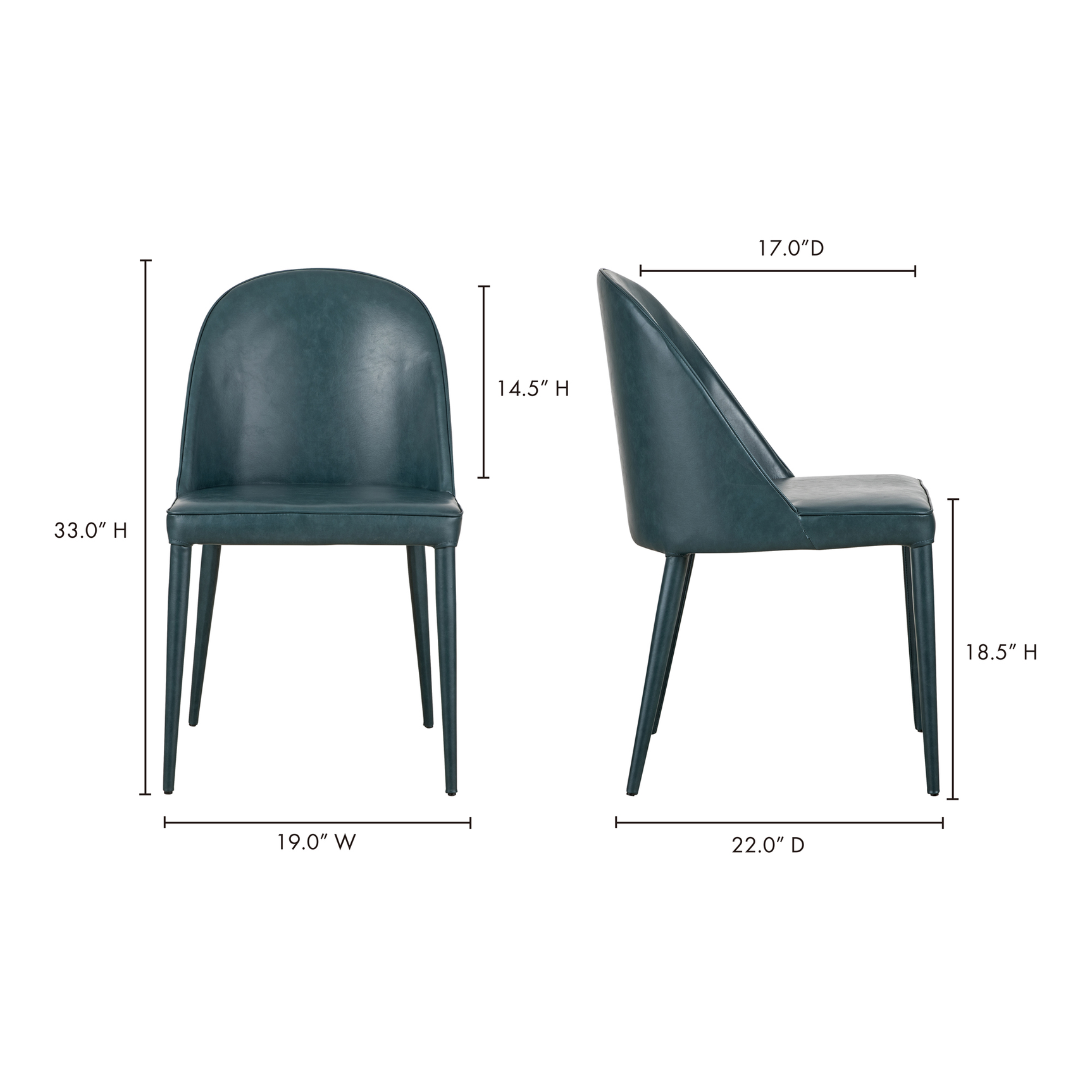 Burton Dark Teal Vegan Leather Dining Chair (Set of 2) - Ornate Home