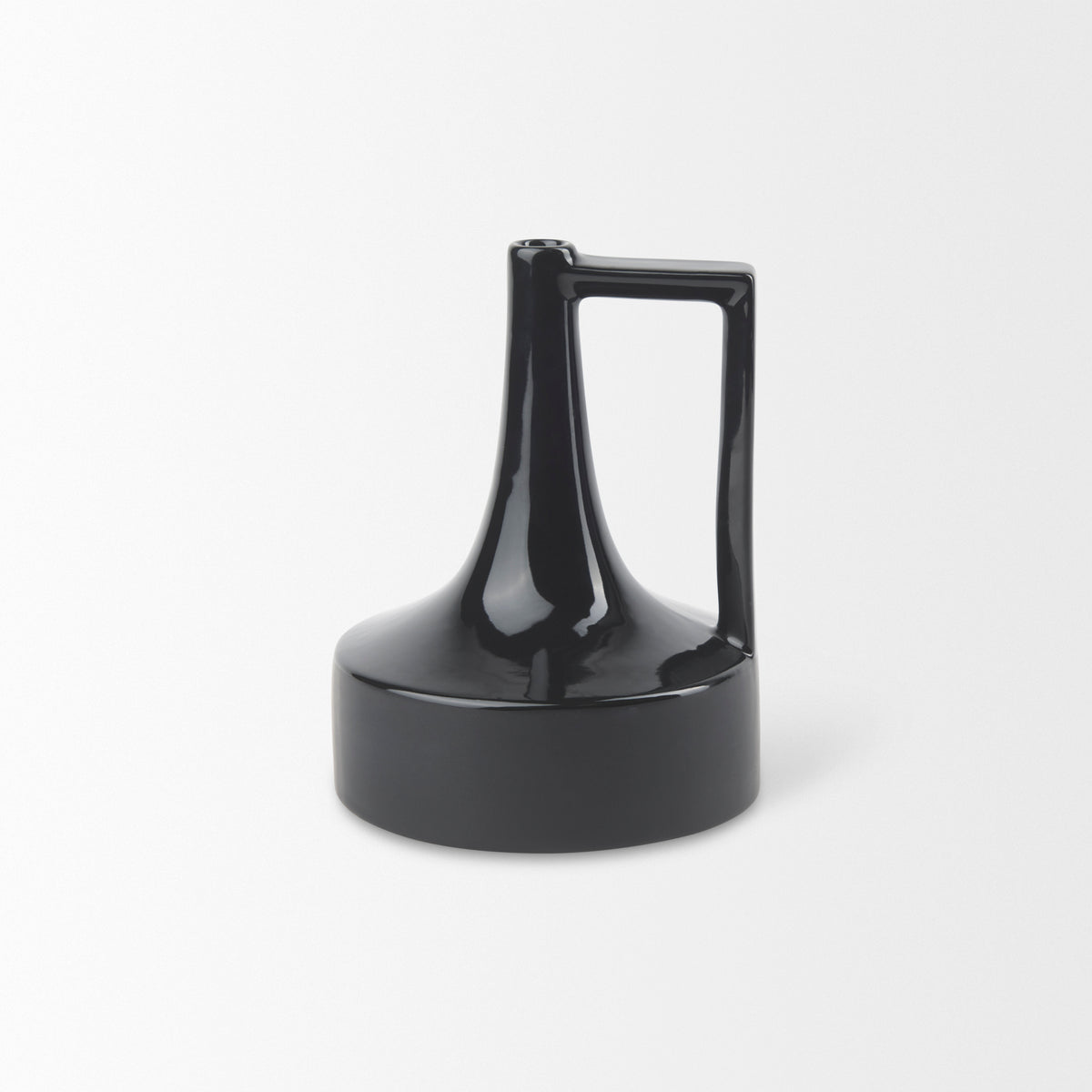 Burton Matte Black Small Glossy and Ceramic Jug Vase - Ornate Home