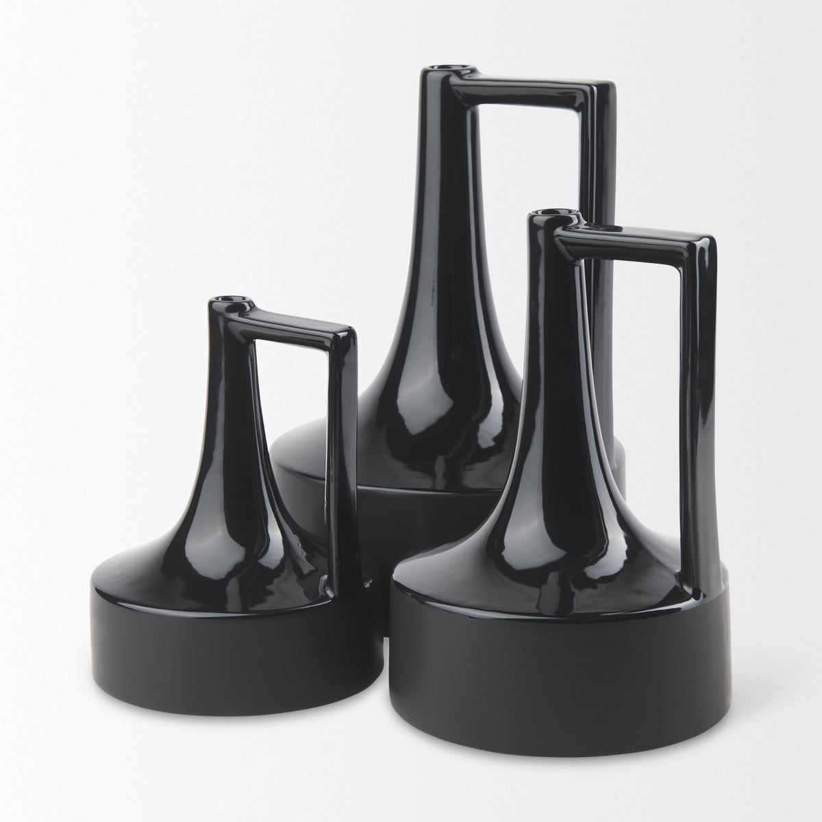 Burton Matte Black Small Glossy and Ceramic Jug Vase - Ornate Home