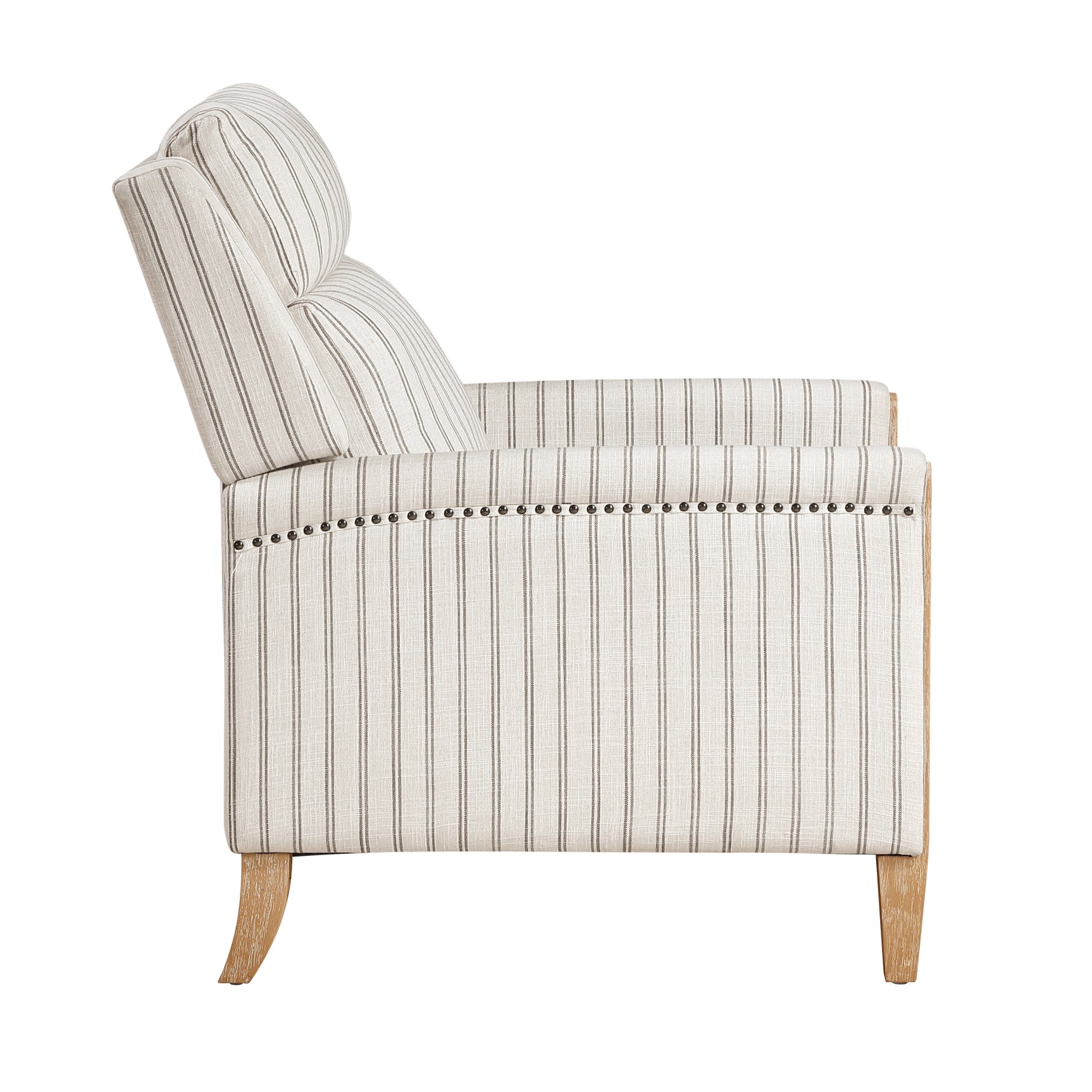 Burton White/Gray Striped Push Back Reclining Chair - Ornate Home