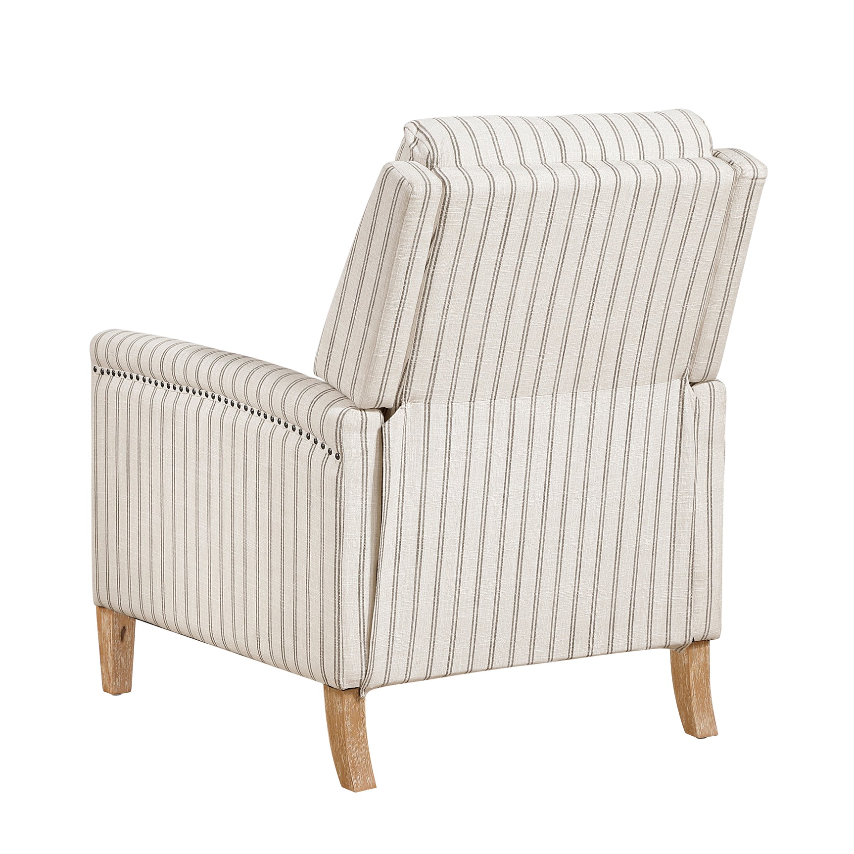 Burton White/Gray Striped Push Back Reclining Chair - Ornate Home