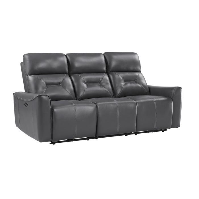 Burwell Dark Gray Power Double Reclining Sofas - Ornate Home