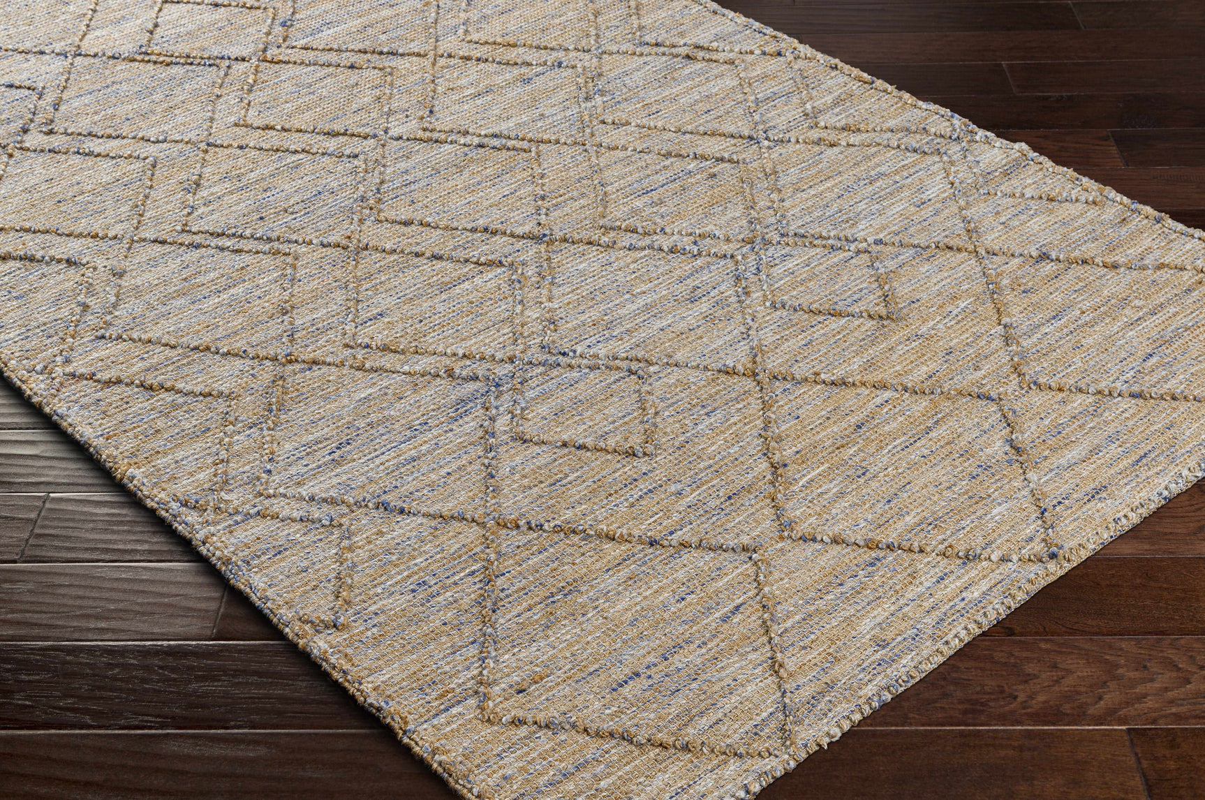 Buse Hand Woven Beige & Blue Area Rug - Clearance - Ornate Home