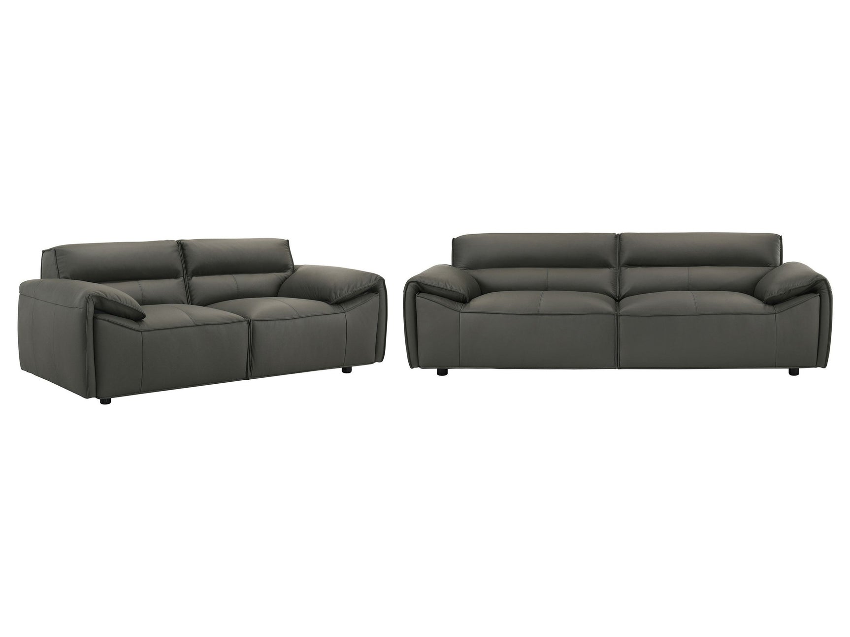Buxton Graphite 2-piece Leather Upholstered Sofa Set - Ornate Home