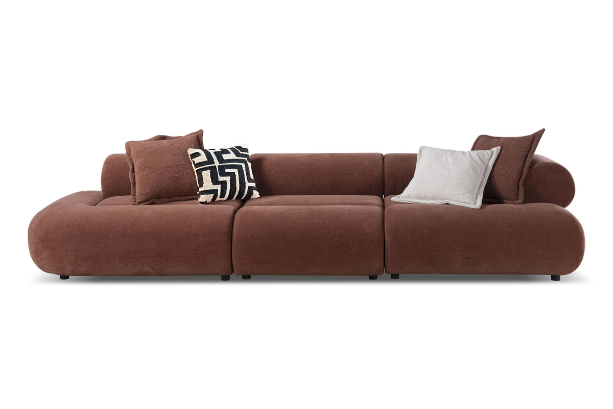 Byrne Rust 143-inch Velvet Modular Bumper Sectional Sofa - Ornate Home