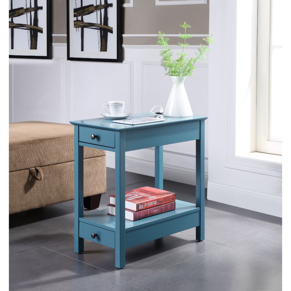 Byzad Teal Accent Table w/ USB - Ornate Home