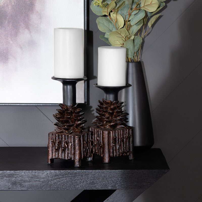 Pinola Brown/Black Candle Holders