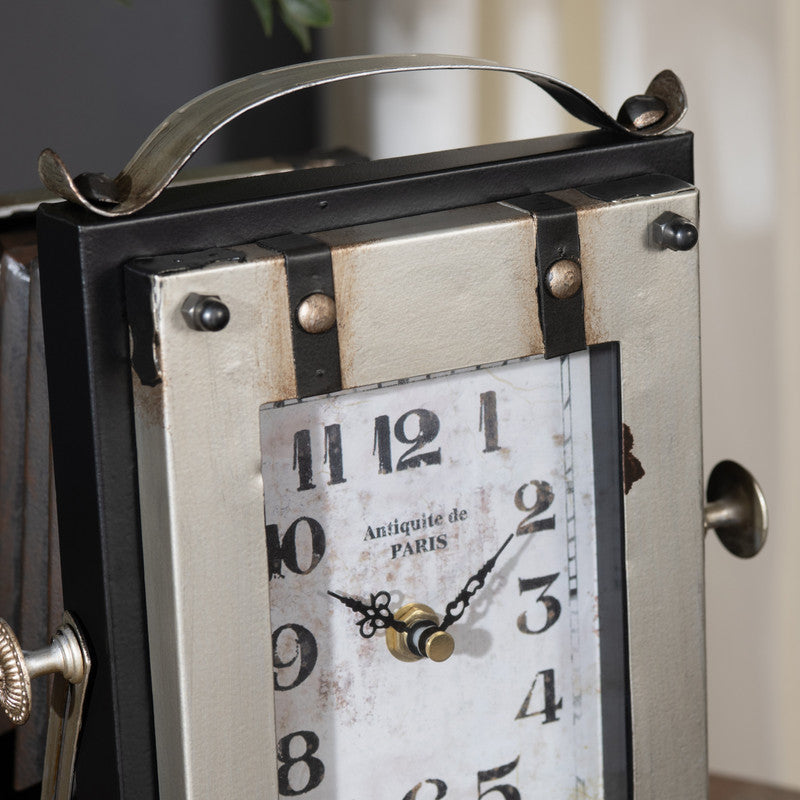 Time Flash Black/Brown Table Clock