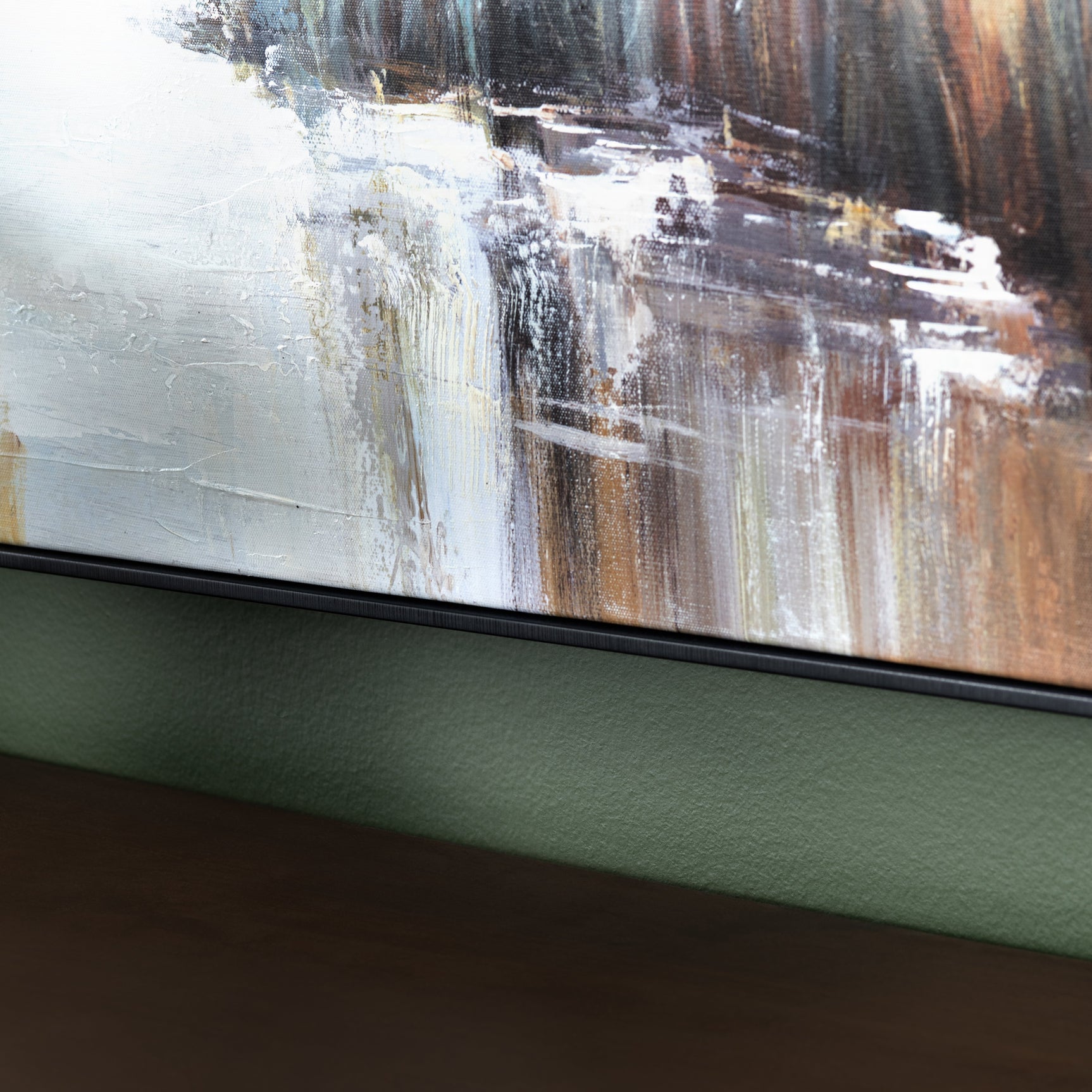 Gazing Egret Green/Brown Canvas