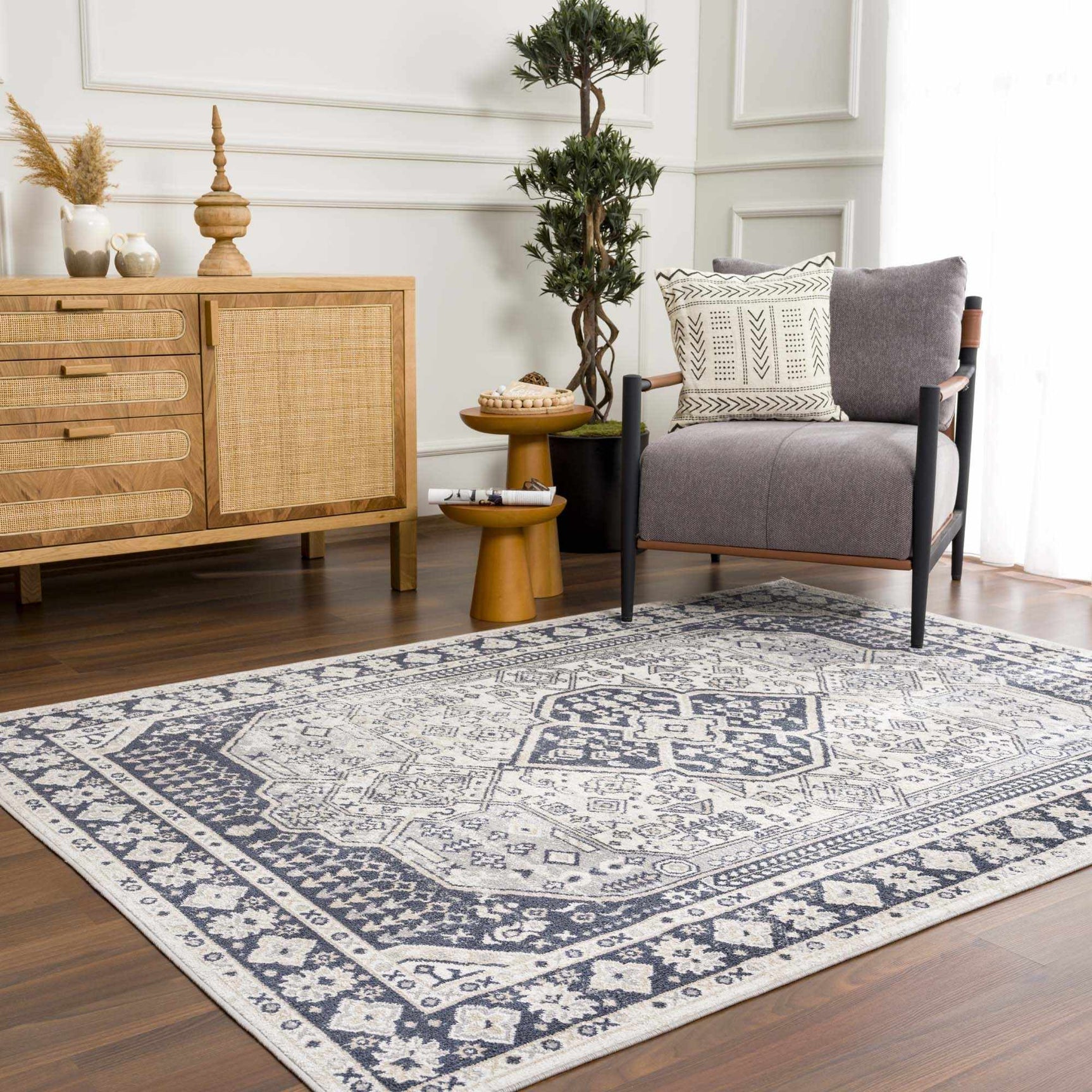 Cabacungan Cream & Gray Washable Area Rug - Clearance - Ornate Home
