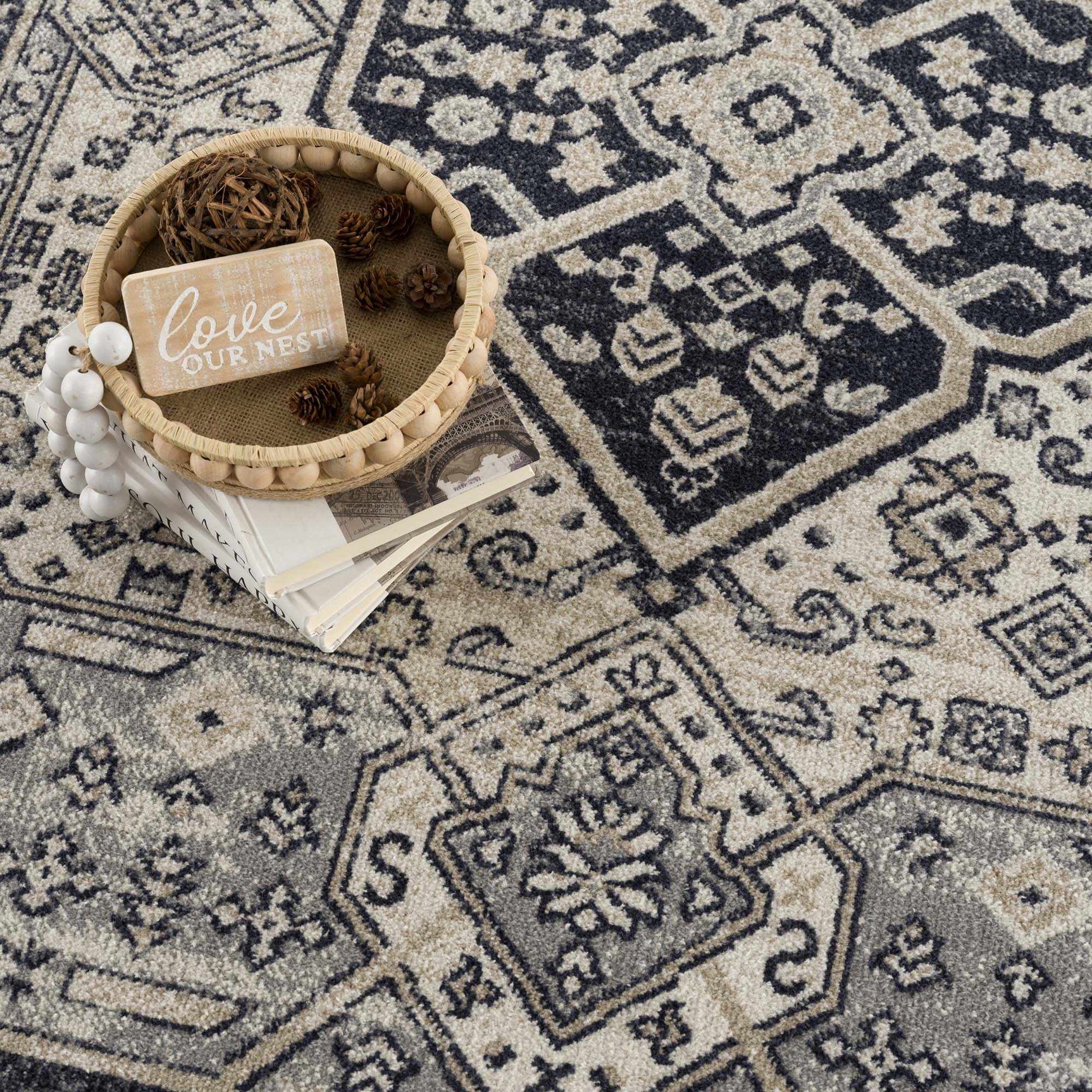 Cabacungan Cream & Gray Washable Area Rug - Clearance - Ornate Home