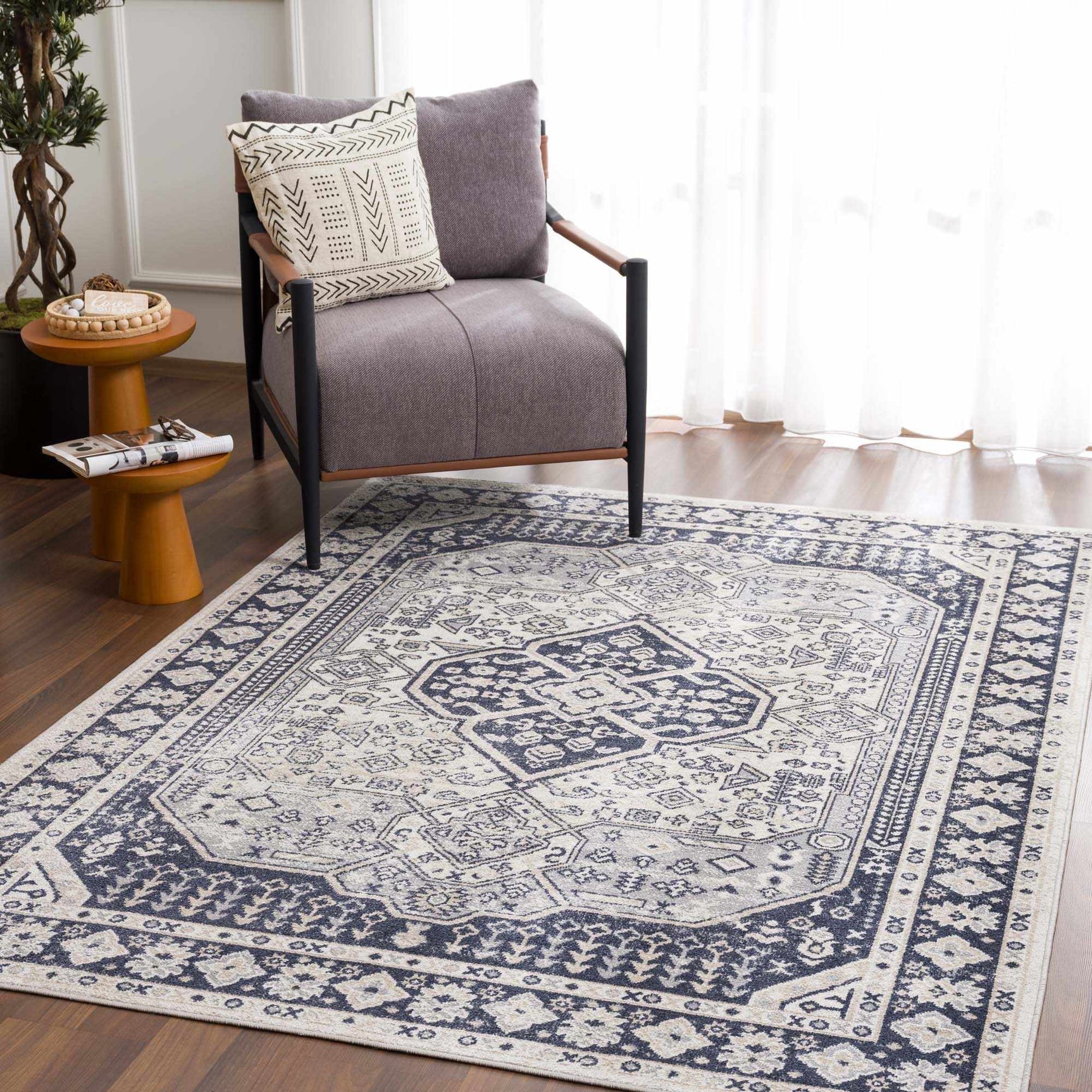 Cabacungan Cream & Gray Washable Area Rug - Ornate Home