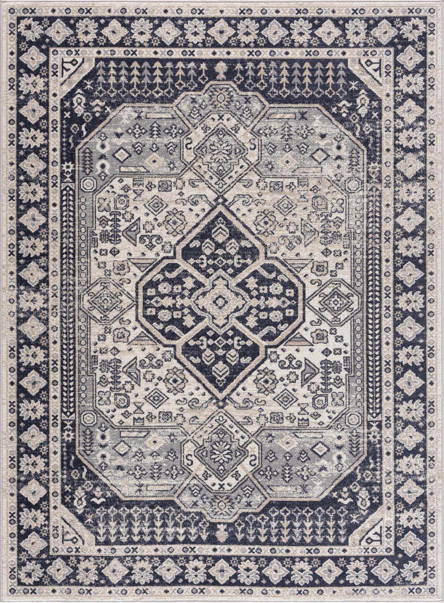 Cabacungan Cream & Gray Washable Area Rug - Ornate Home