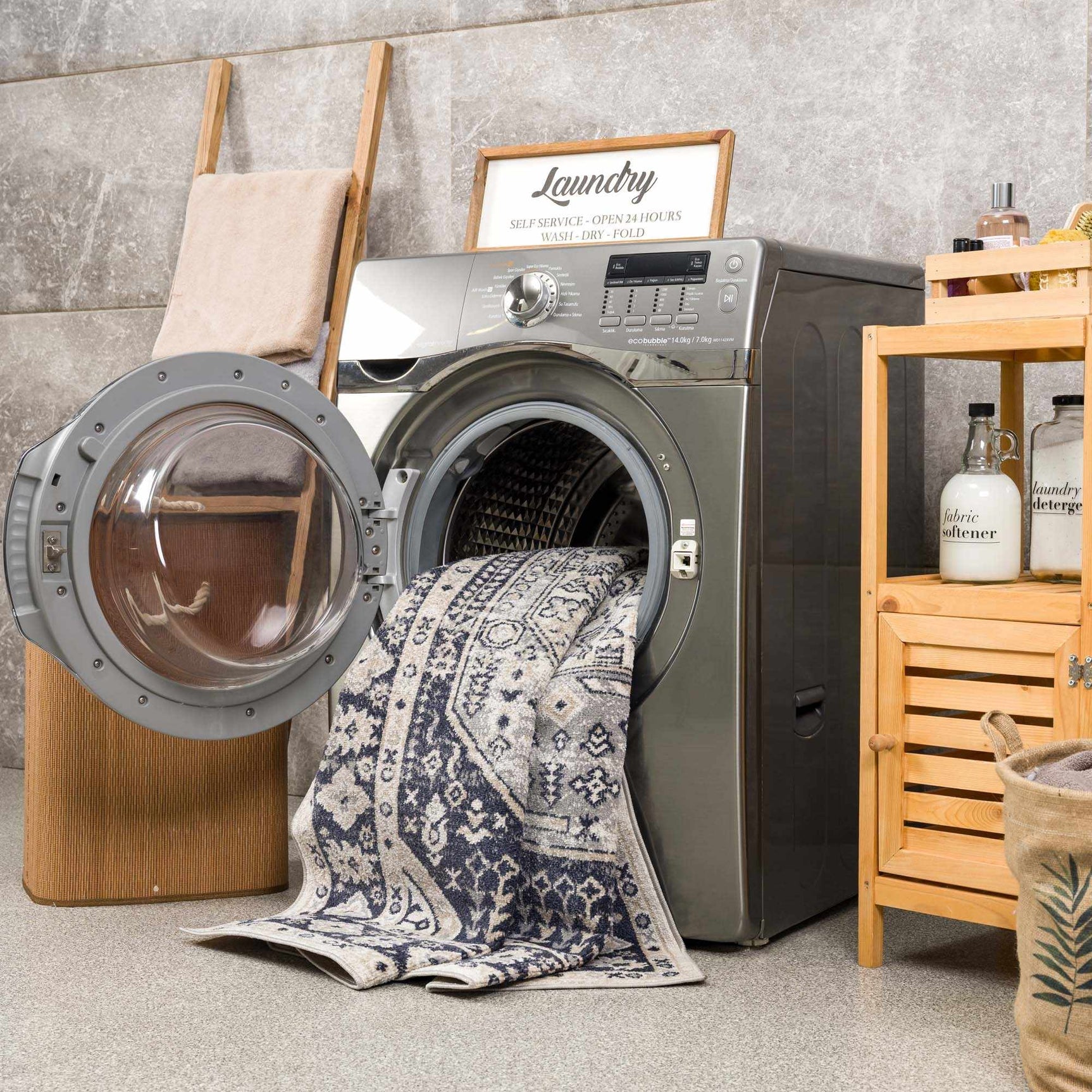 Cabacungan Cream & Gray Washable Area Rug - Ornate Home