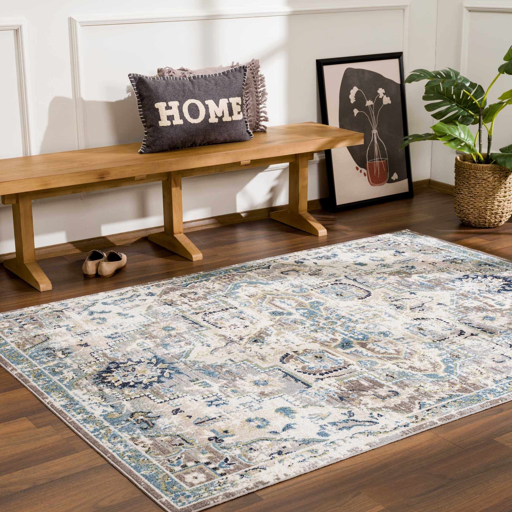 Cabacungan Gray & Blue Washable Area Rug - Ornate Home