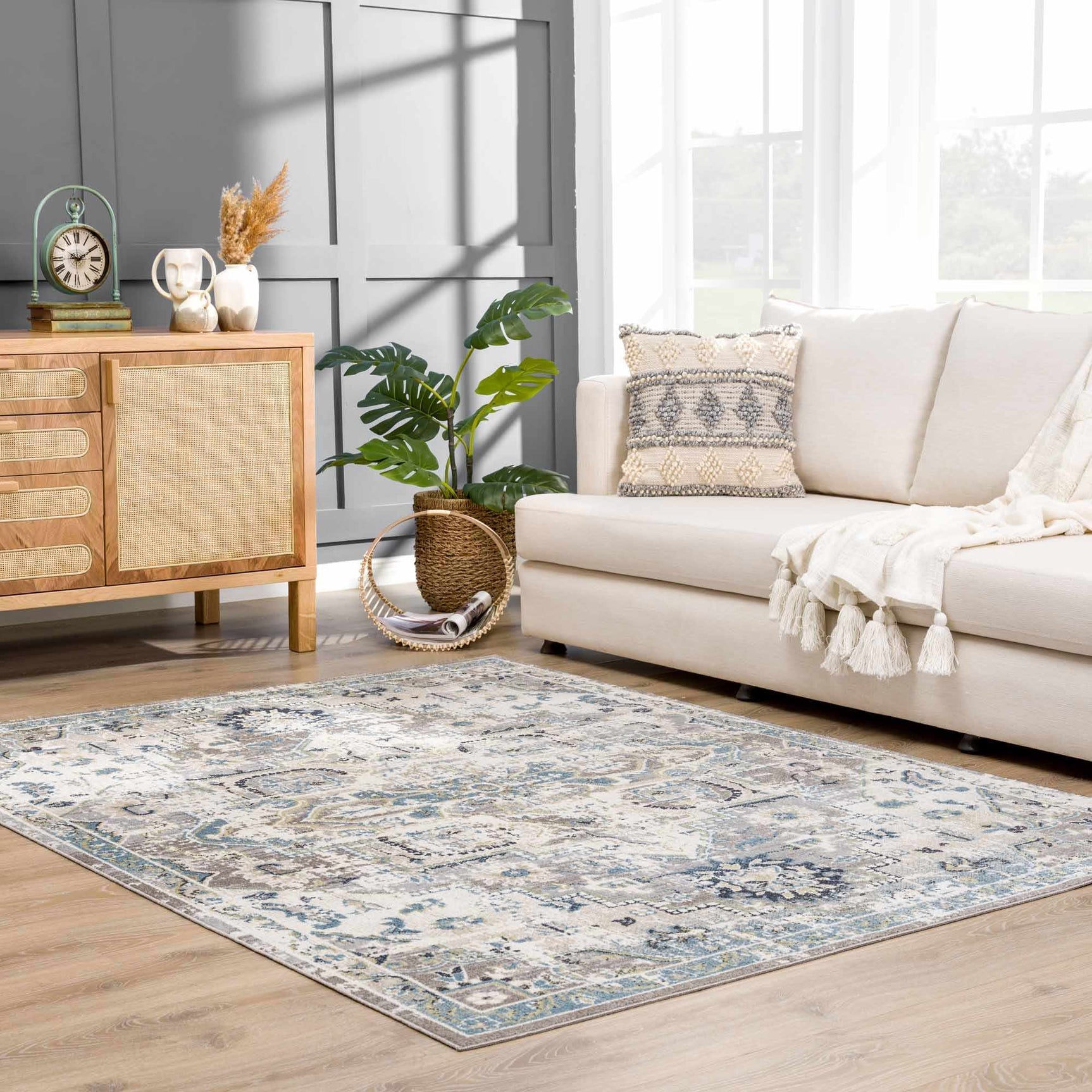 Cabacungan Gray & Blue Washable Area Rug - Ornate Home