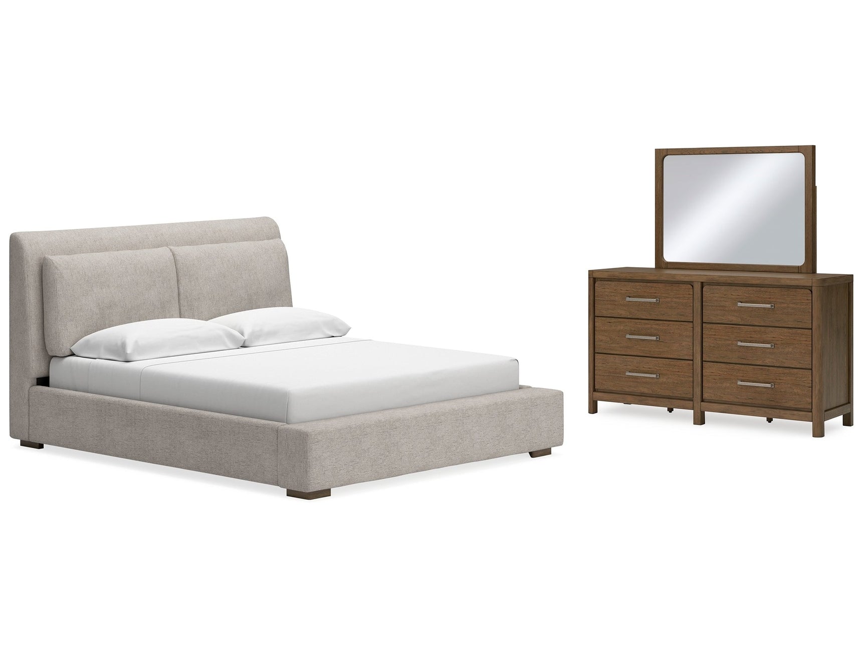 Cabalynn California King Upholstered Bedroom Set with Dresser and Mirror (Online Special Price) - Ornate Home