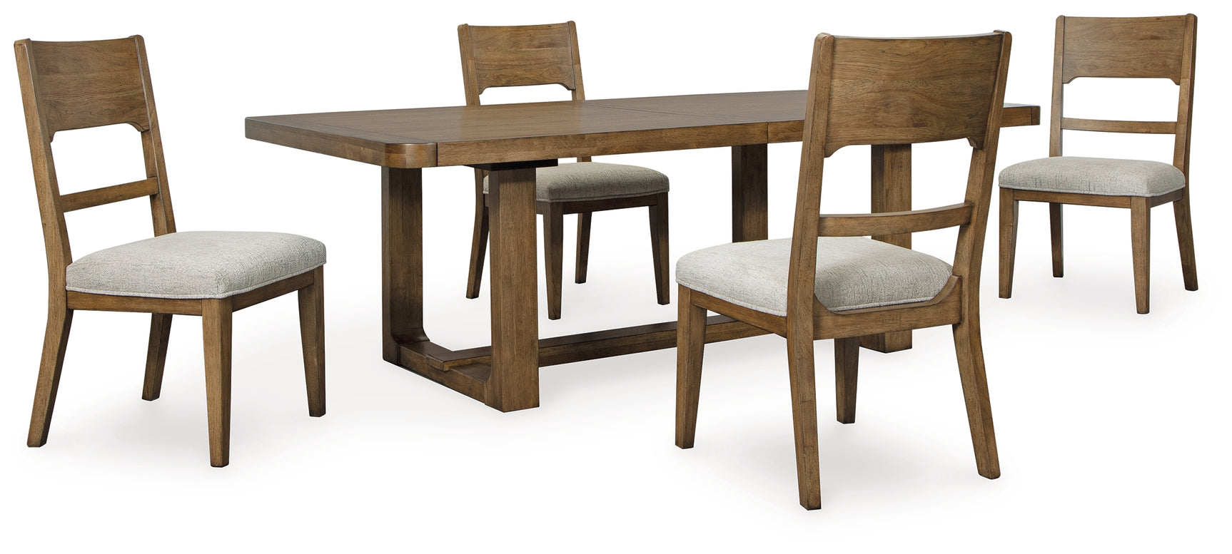 Cabalynn Oatmeal/Light Brown Extension Dining Table and 4 Chairs (Online Special Price) - Ornate Home