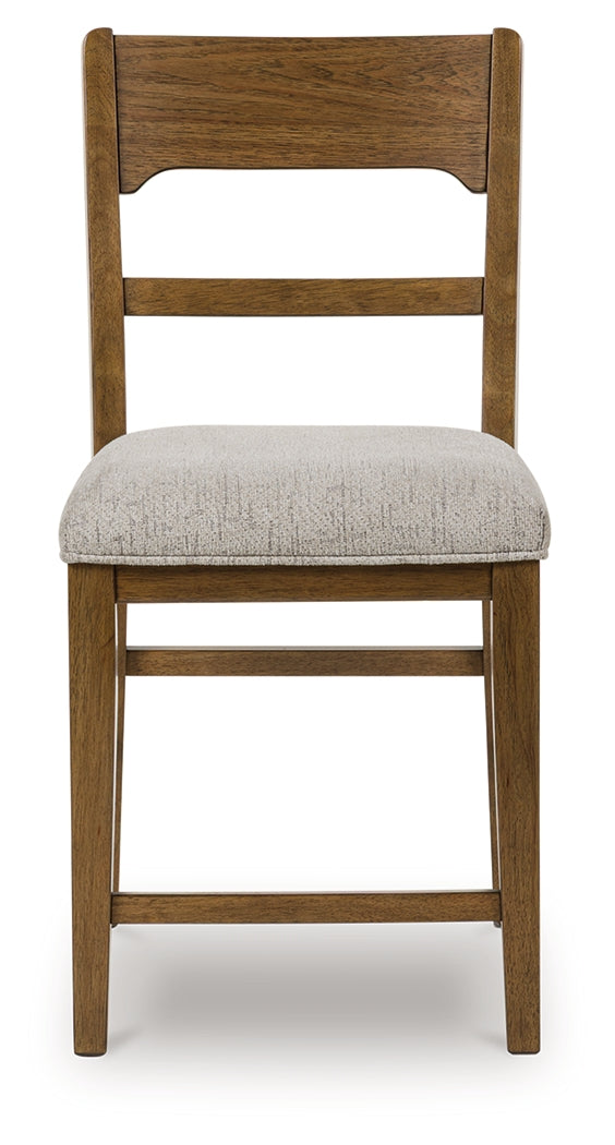 Cabalynn Oatmeal/Light Brown Upholstered Barstool (Set of 2) - Ornate Home