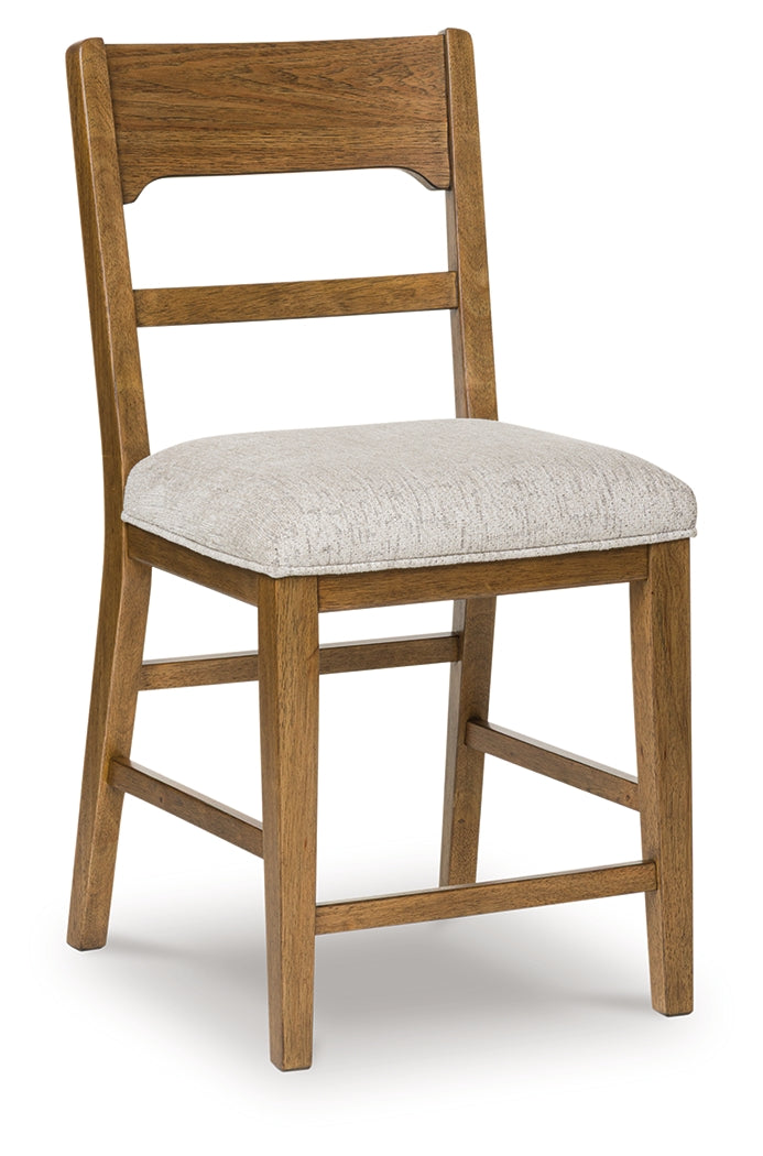 Cabalynn Oatmeal/Light Brown Upholstered Barstool (Set of 2) - Ornate Home