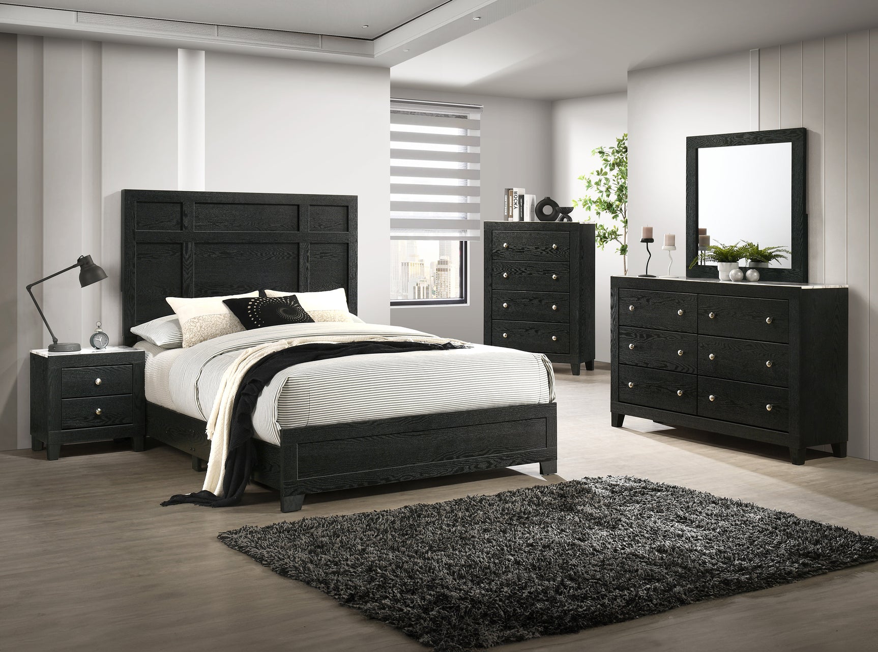 Cadence Black Panel Bedroom Set - Ornate Home