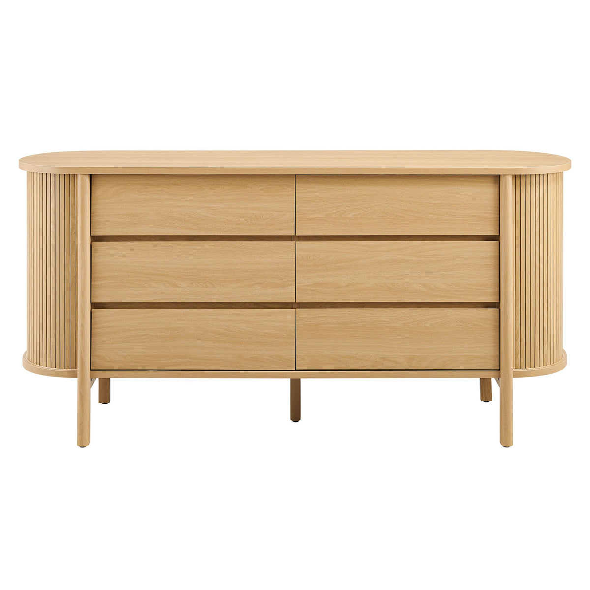 Cadence Oak 6-Drawer Curved Dresser - Ornate Home