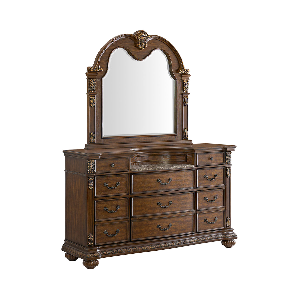 Cadenza Brown/Black 5-Piece Queen UPH Bedroom Set - Ornate Home