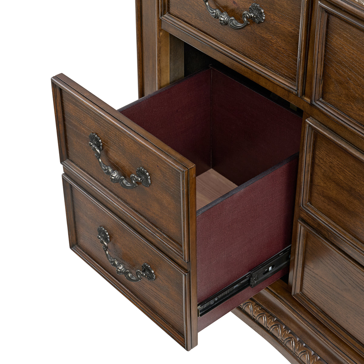 Cadenza Brown/Black 5-Piece Queen UPH Bedroom Set - Ornate Home
