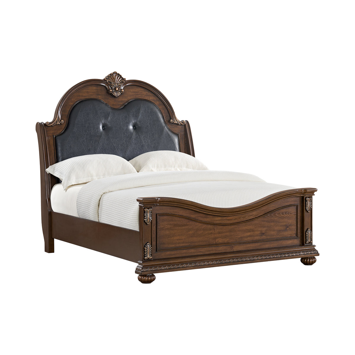 Cadenza Brown/Black Queen UPH Bed - Ornate Home