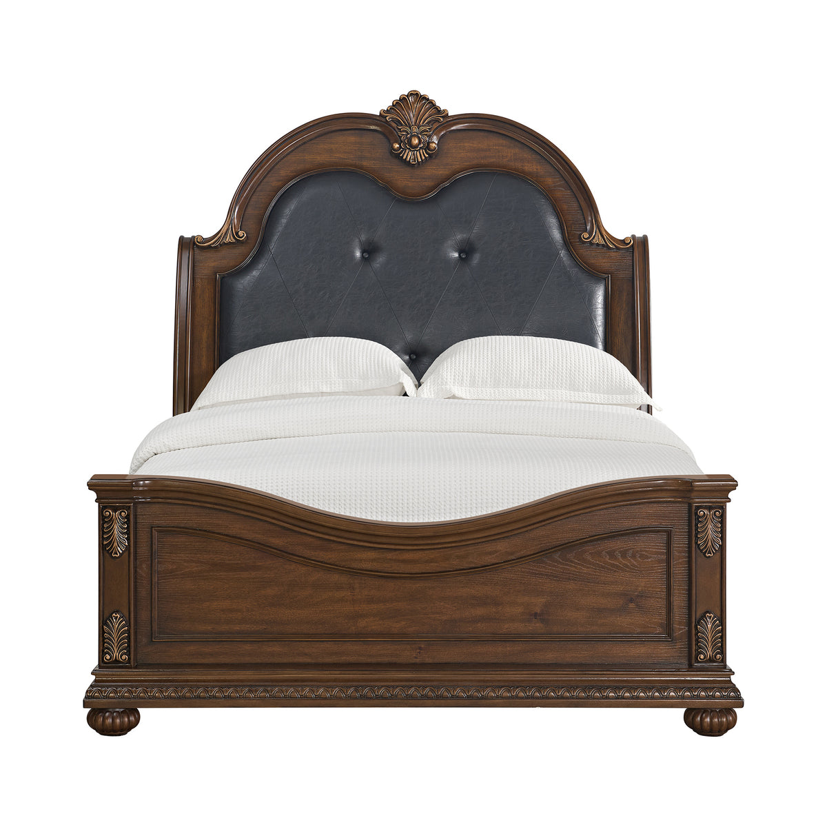 Cadenza Brown/Black Queen UPH Bed - Ornate Home