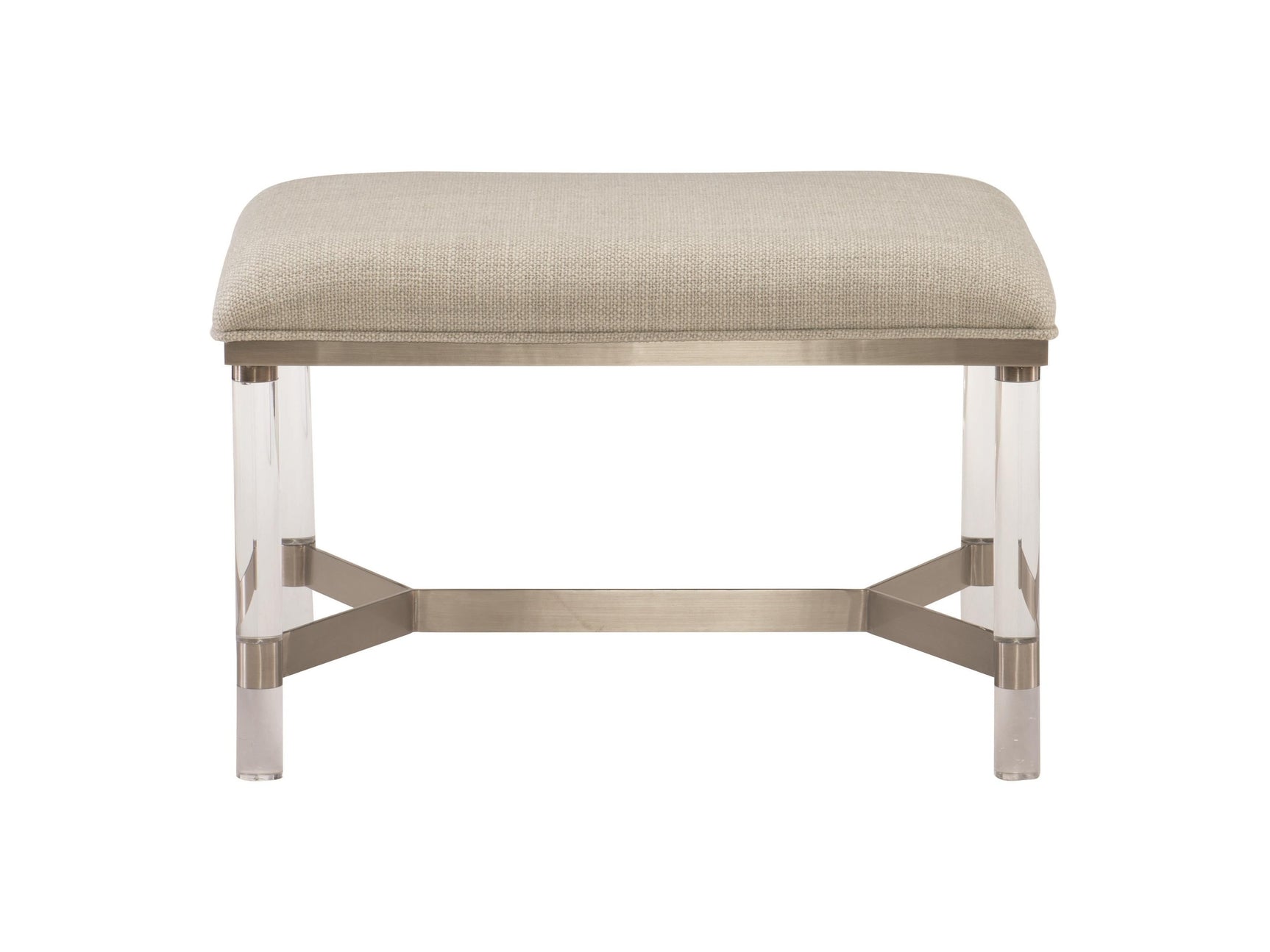 Cadiz Tarnished Nickel/Beige/Tan Fabric Bench - Ornate Home