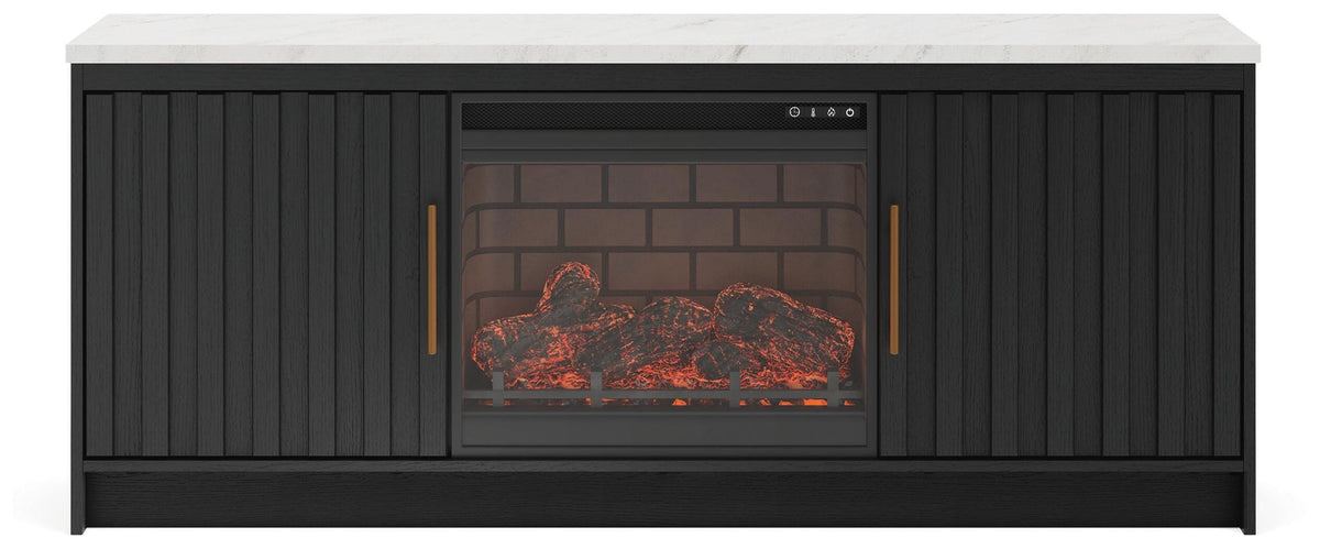 Cadmori Black/White 63" TV Stand w/ Electric Fireplace - Ornate Home