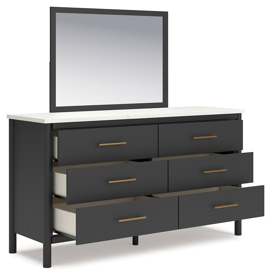 Cadmori Black/White King Panel Bed & Dresser & Mirror & Nightstand (Online Special Price) - Ornate Home