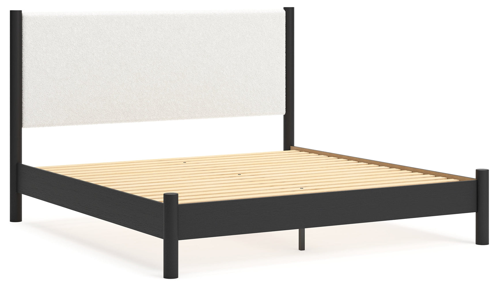 Cadmori Black/White King Upholstered Panel Bed (Online Special Price) - Ornate Home