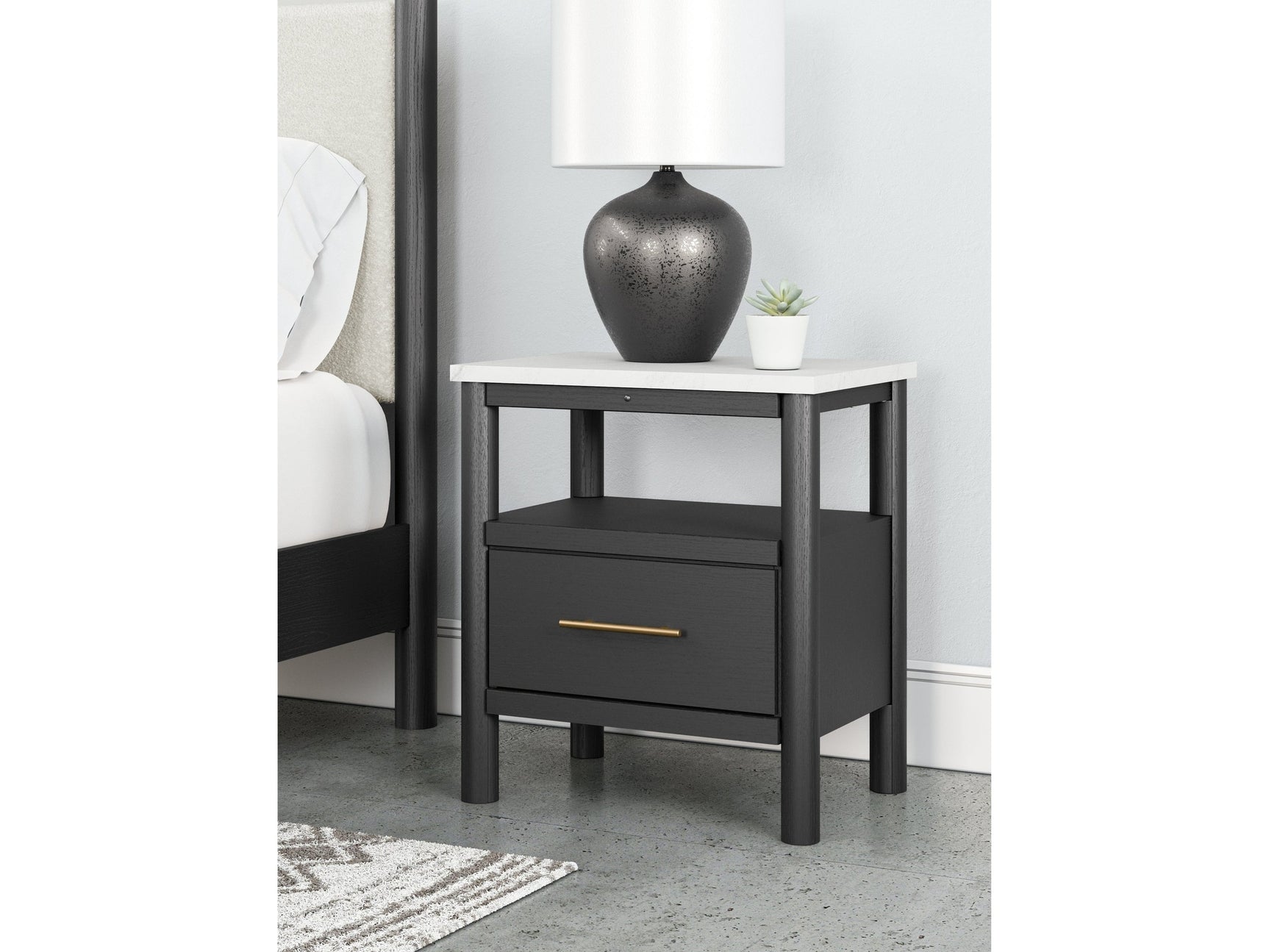 Cadmori Black/White Nightstand - Ornate Home