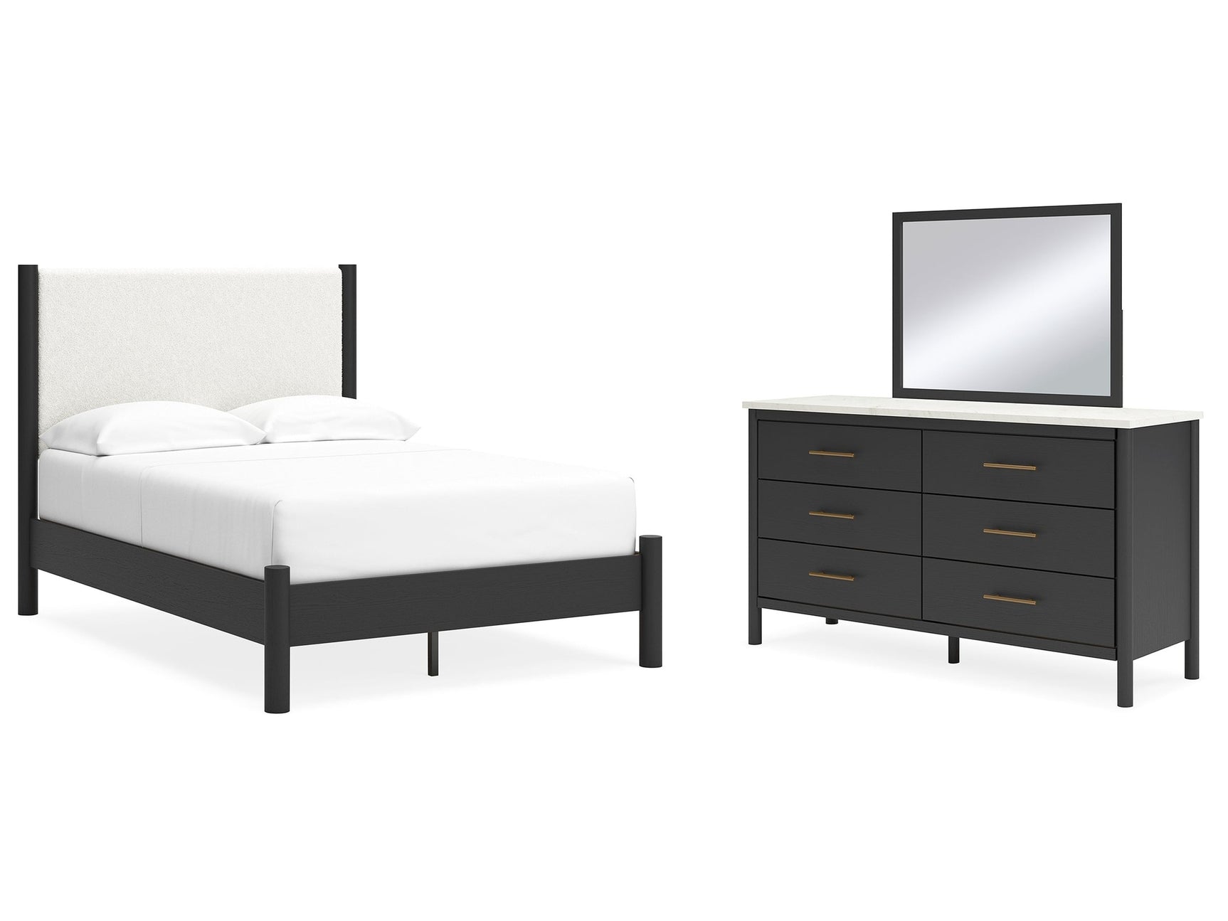 Cadmori Full Upholstered Panel Bedroom Set with Dresser and Mirror (Online Special Price) - Ornate Home