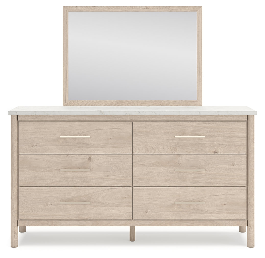 Cadmori Two-tone King Upholstered Panel Bed, Dresser, Mirror and Nightstand (Online Special Price) - Ornate Home