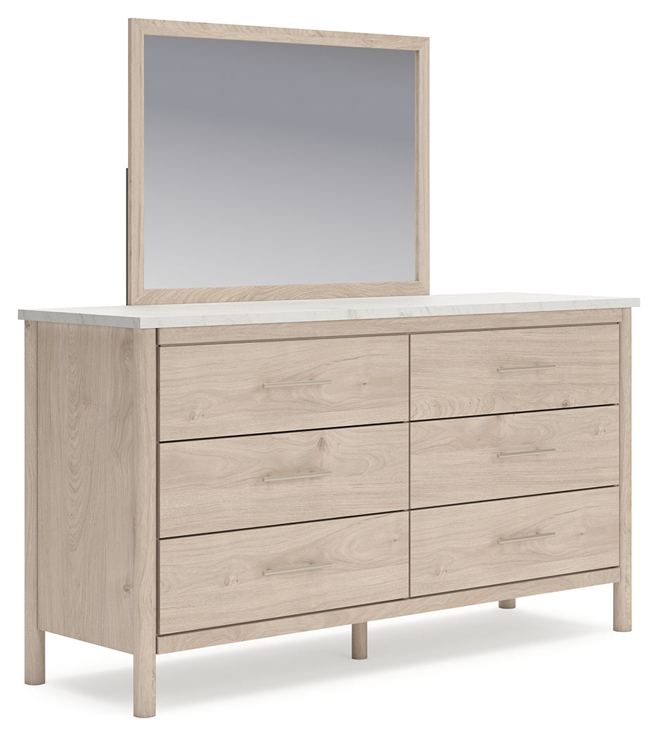 Cadmori Two-tone King Upholstered Panel Bed, Dresser, Mirror and Nightstand (Online Special Price) - Ornate Home
