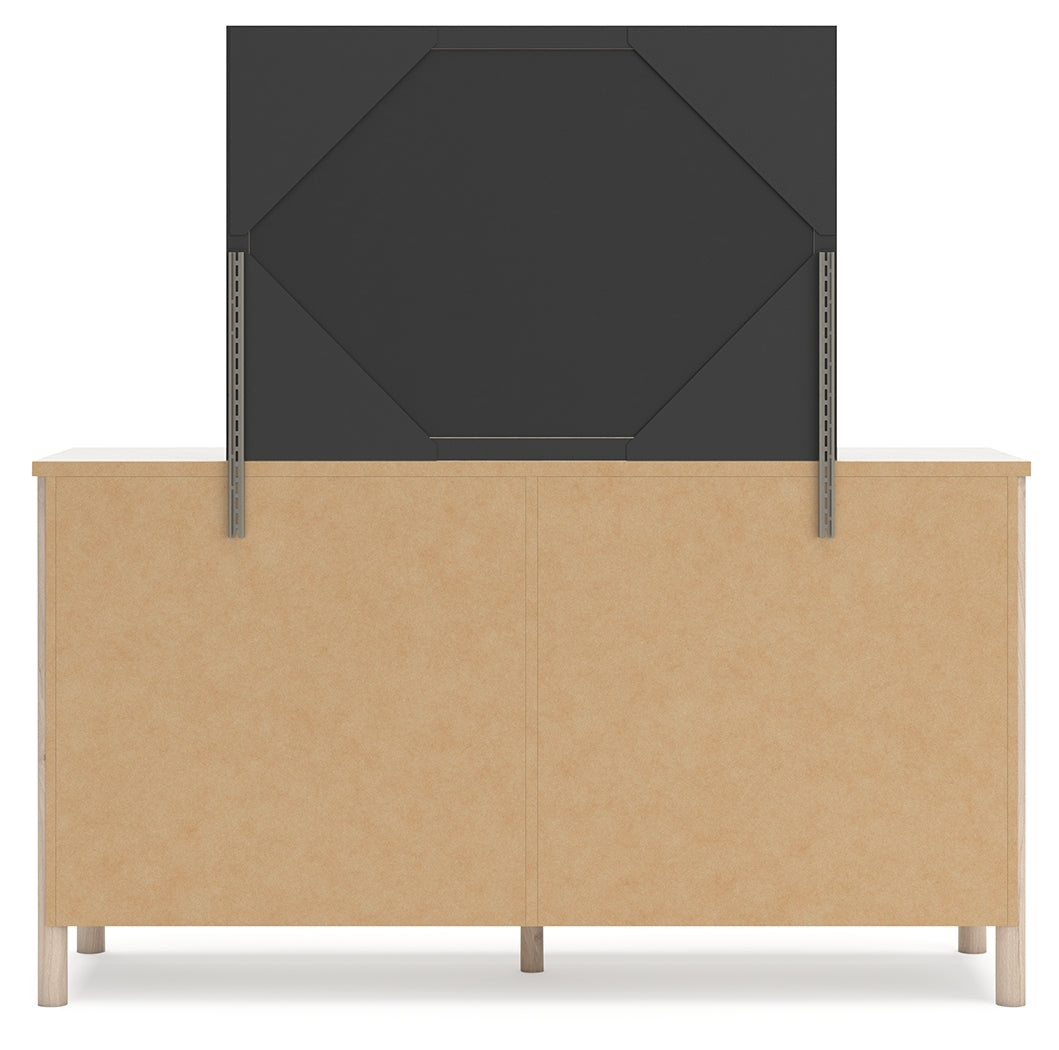 Cadmori Two-tone King Upholstered Panel Bed, Dresser, Mirror and Nightstand (Online Special Price) - Ornate Home